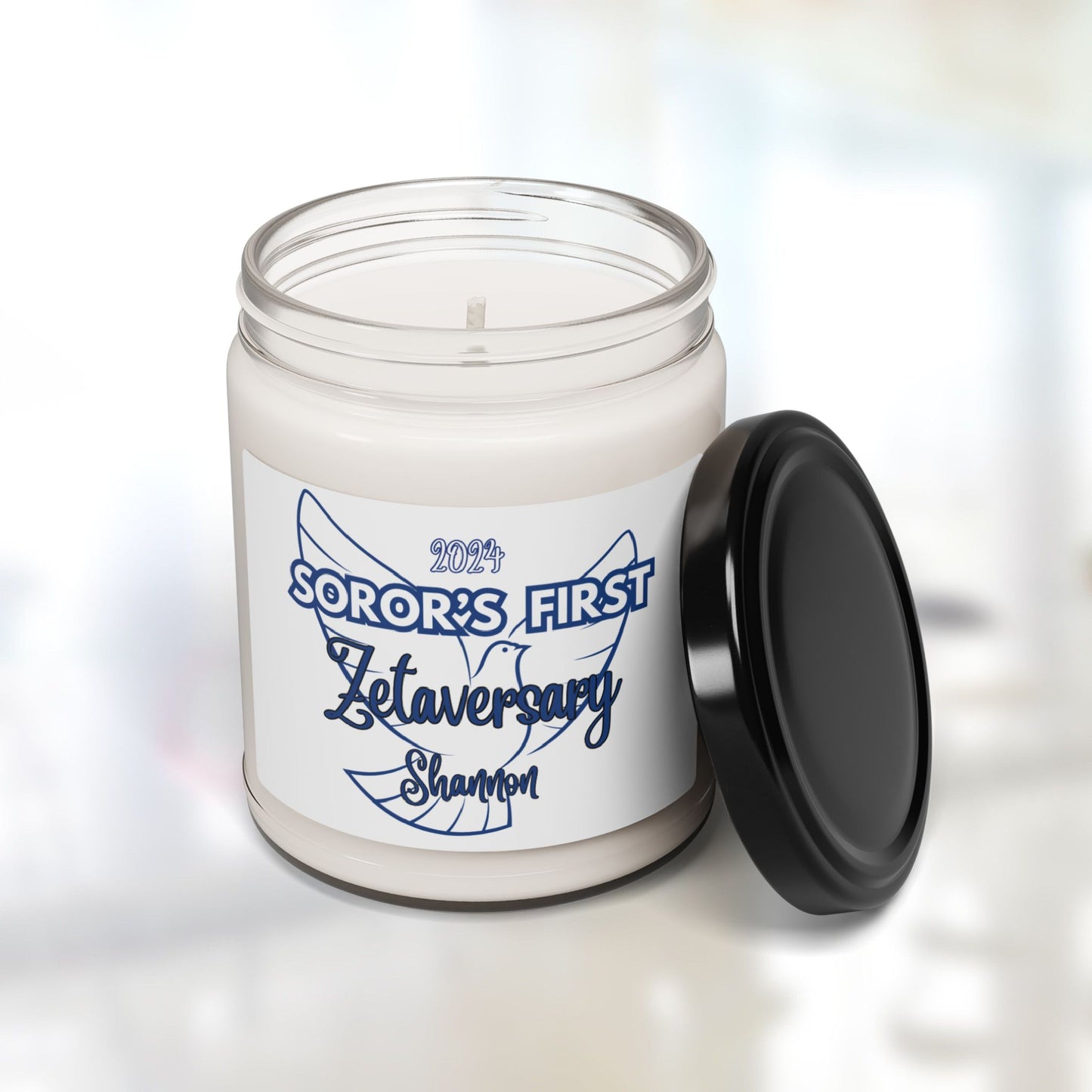 Zeta Phi Beta "Soror's First" Scented Soy Candle PERSONALIZED - 9oz glass jar | ZPhiB Milestone Sisterhood Gift Idea | Custom Zetaversary