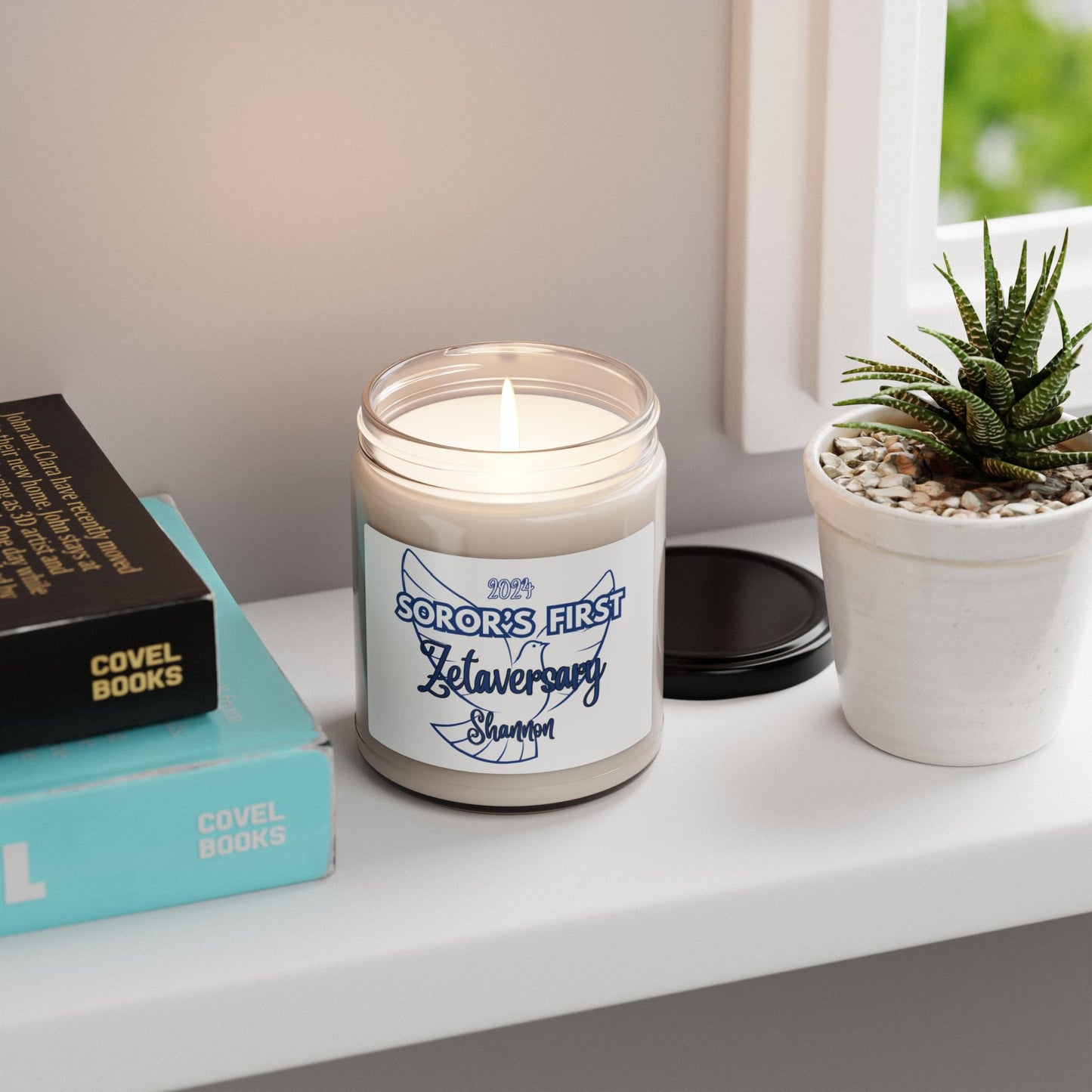 Zeta Phi Beta "Soror's First" Scented Soy Candle PERSONALIZED - 9oz glass jar | ZPhiB Milestone Sisterhood Gift Idea | Custom Zetaversary