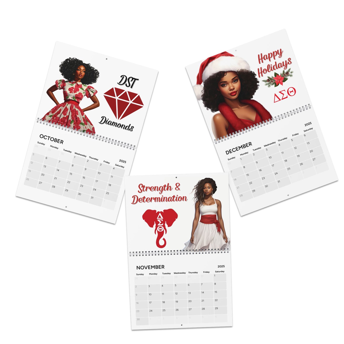 2025 Delta Sigma Theta Sorority Inspired Hanging Wall Calendar | Jan'25-Dec'25 | DST Soror Gift