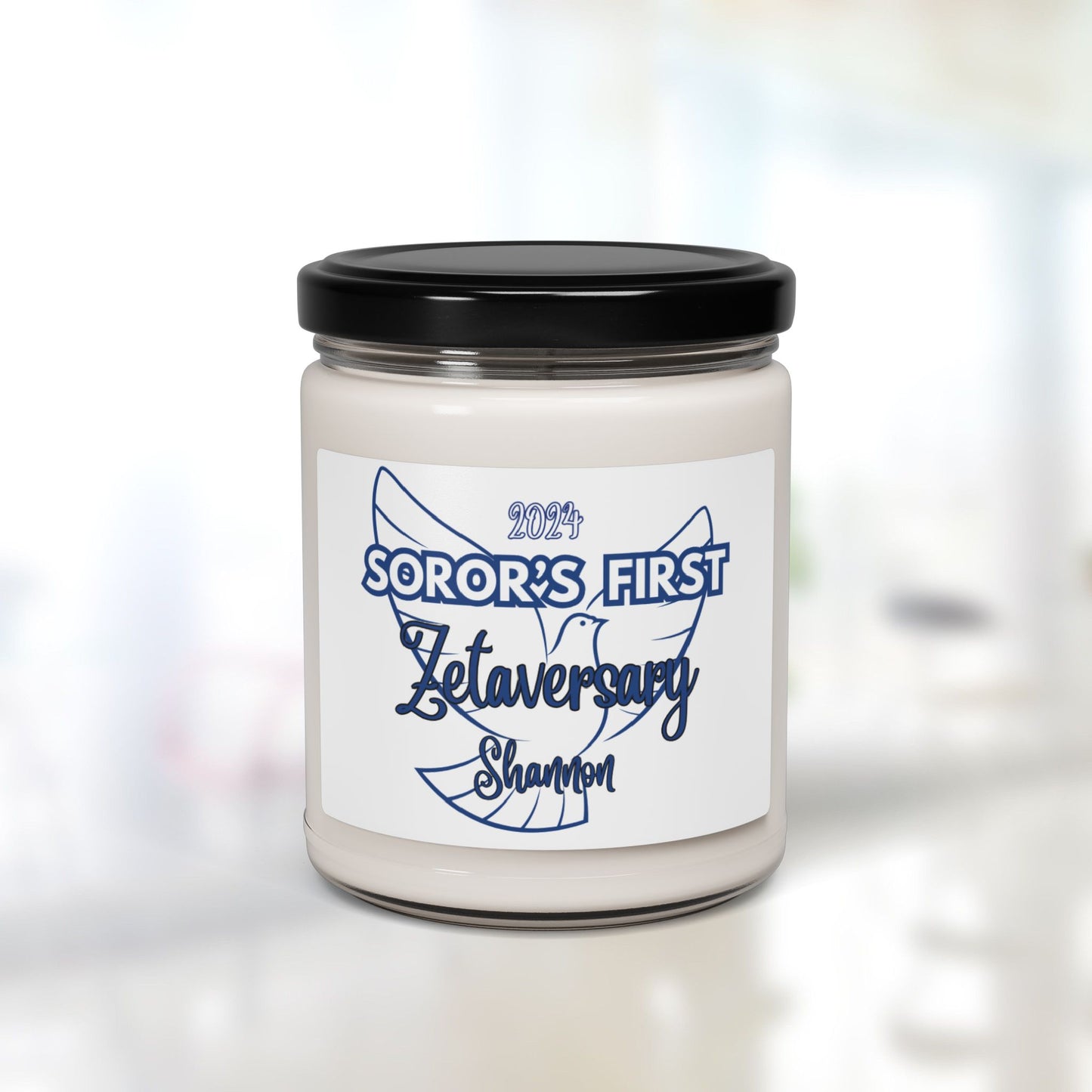 Zeta Phi Beta "Soror's First" Scented Soy Candle PERSONALIZED - 9oz glass jar | ZPhiB Milestone Sisterhood Gift Idea | Custom Zetaversary