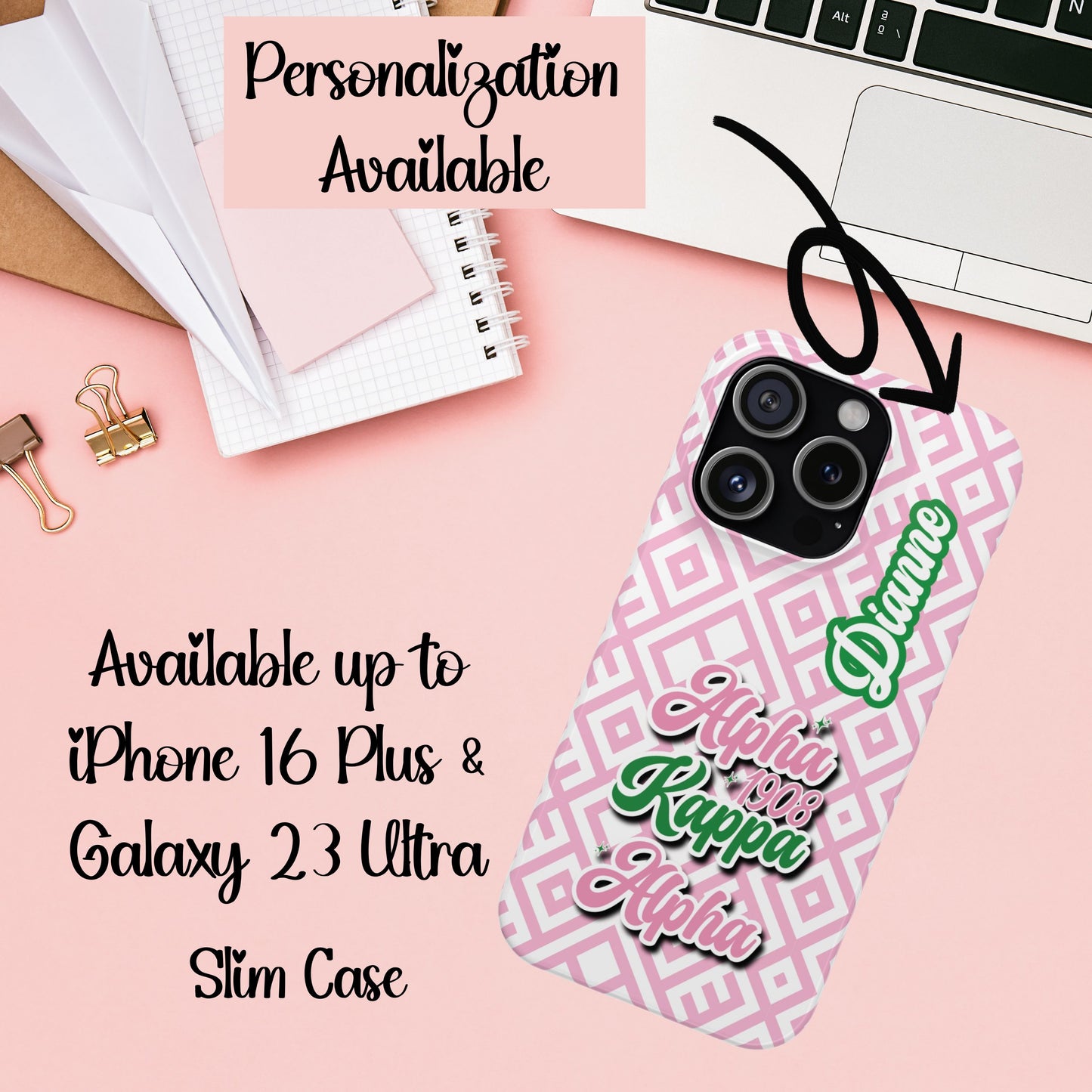 AKA Sorority Inspired PERSONALIZED Phone Case (iPhone 16 Plus-Galaxy 23Ult) | Alpha Kappa Alpha Customized Gift | Sorority Gift Idea | Big Little Custom Gift