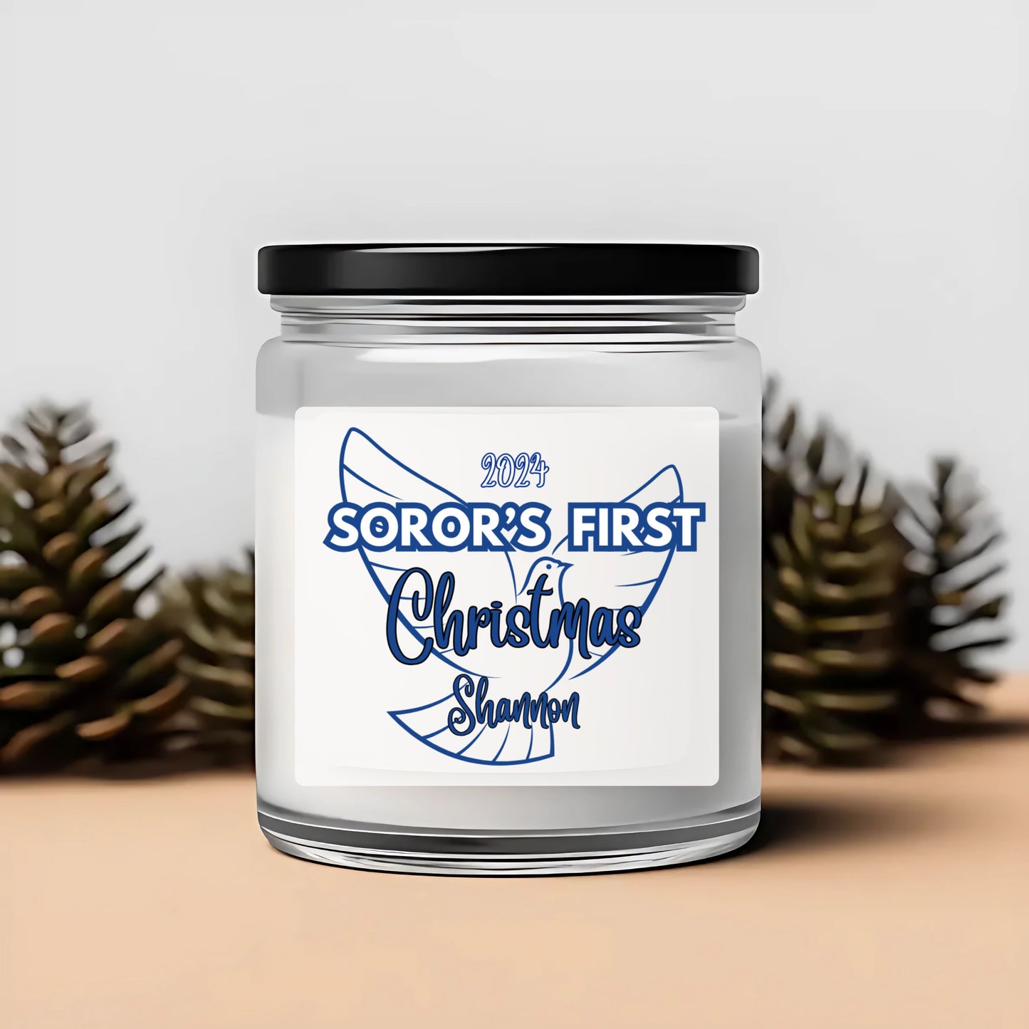 Zeta Phi Beta "Soror's First" Scented Soy Candle PERSONALIZED - 9oz glass jar | ZPhiB Milestone Sisterhood Gift Idea | Custom Zetaversary
