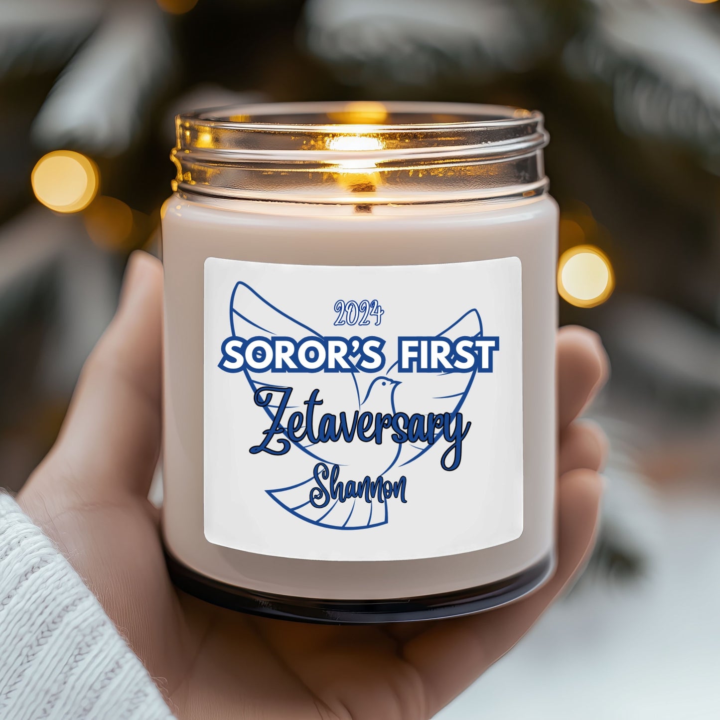 Zeta Phi Beta "Soror's First" Scented Soy Candle PERSONALIZED - 9oz glass jar | ZPhiB Milestone Sisterhood Gift Idea | Custom Zetaversary