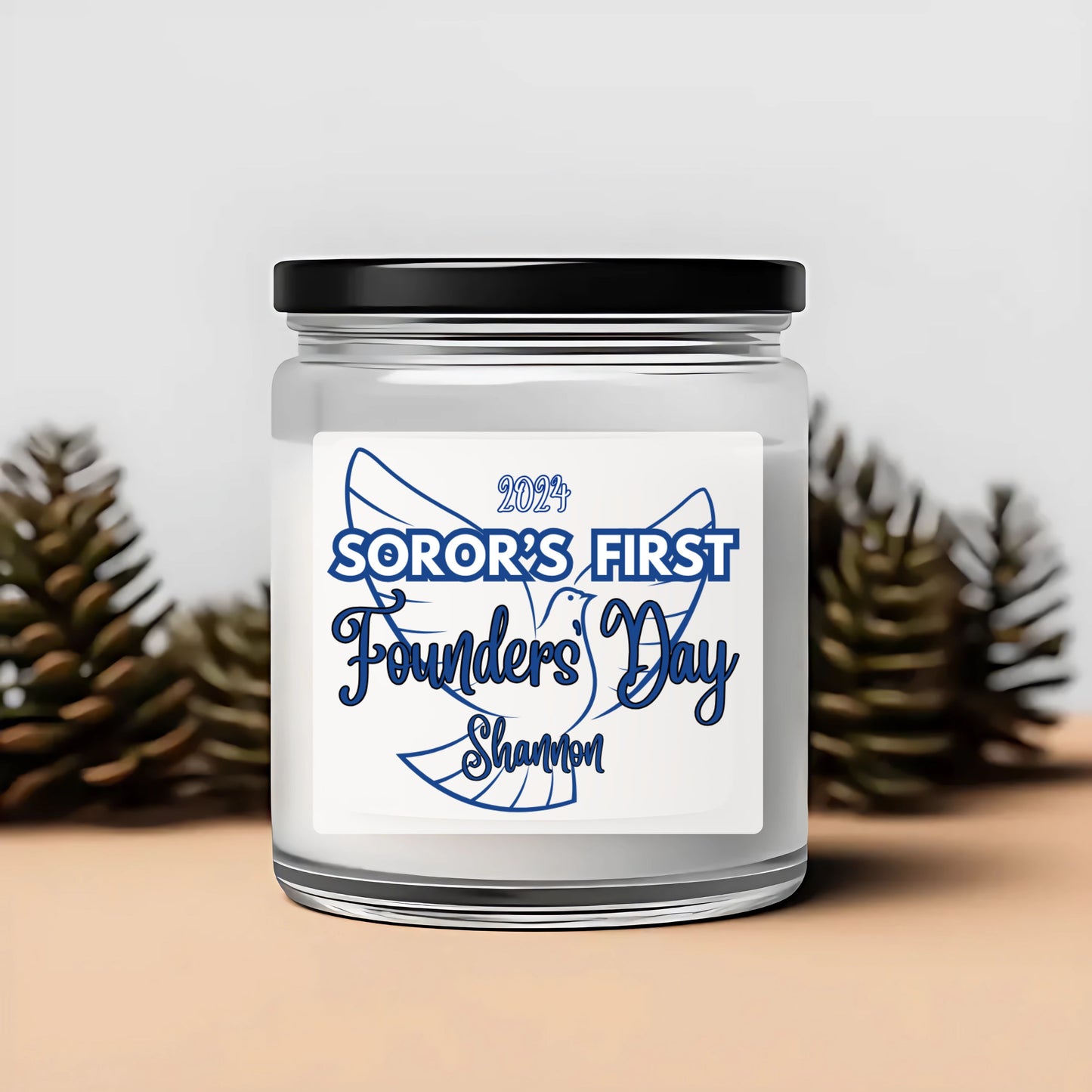 Zeta Phi Beta "Soror's First" Scented Soy Candle PERSONALIZED - 9oz glass jar | ZPhiB Milestone Sisterhood Gift Idea | Custom Zetaversary