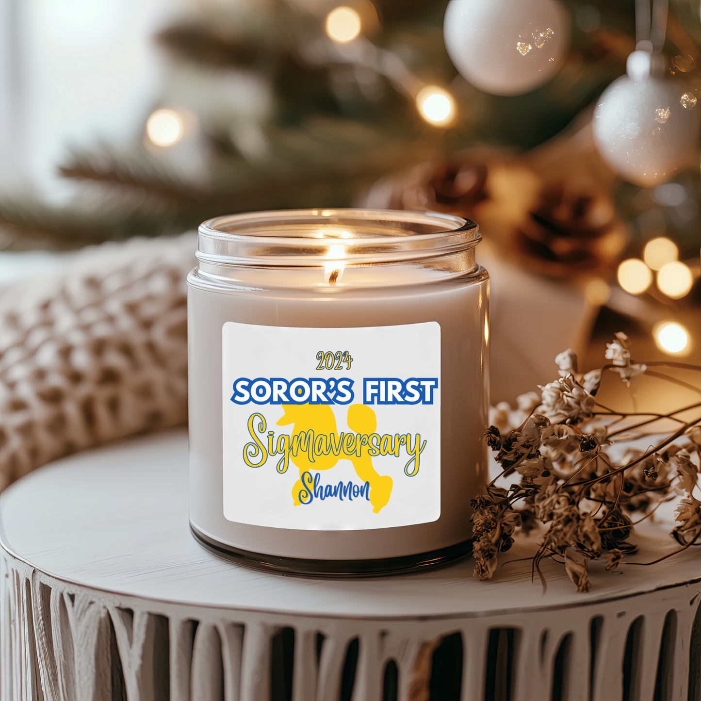 Sigma Gamma Rho "Soror's First" Scented Soy Candle PERSONALIZED - 9oz glass jar | Sgrho Milestone Sisterhood Gift Idea | Custom Sigmaversary