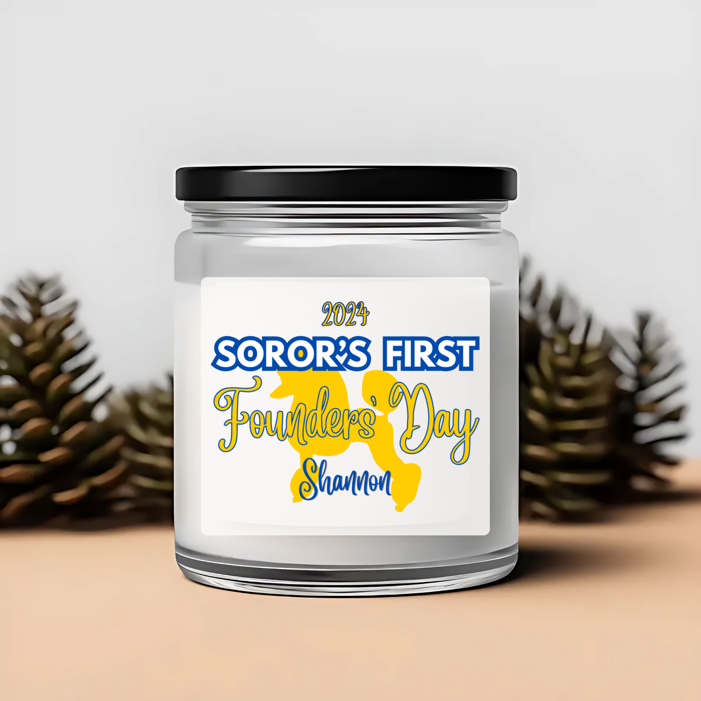 Sigma Gamma Rho "Soror's First" Scented Soy Candle PERSONALIZED - 9oz glass jar | Sgrho Milestone Sisterhood Gift Idea | Custom Sigmaversary