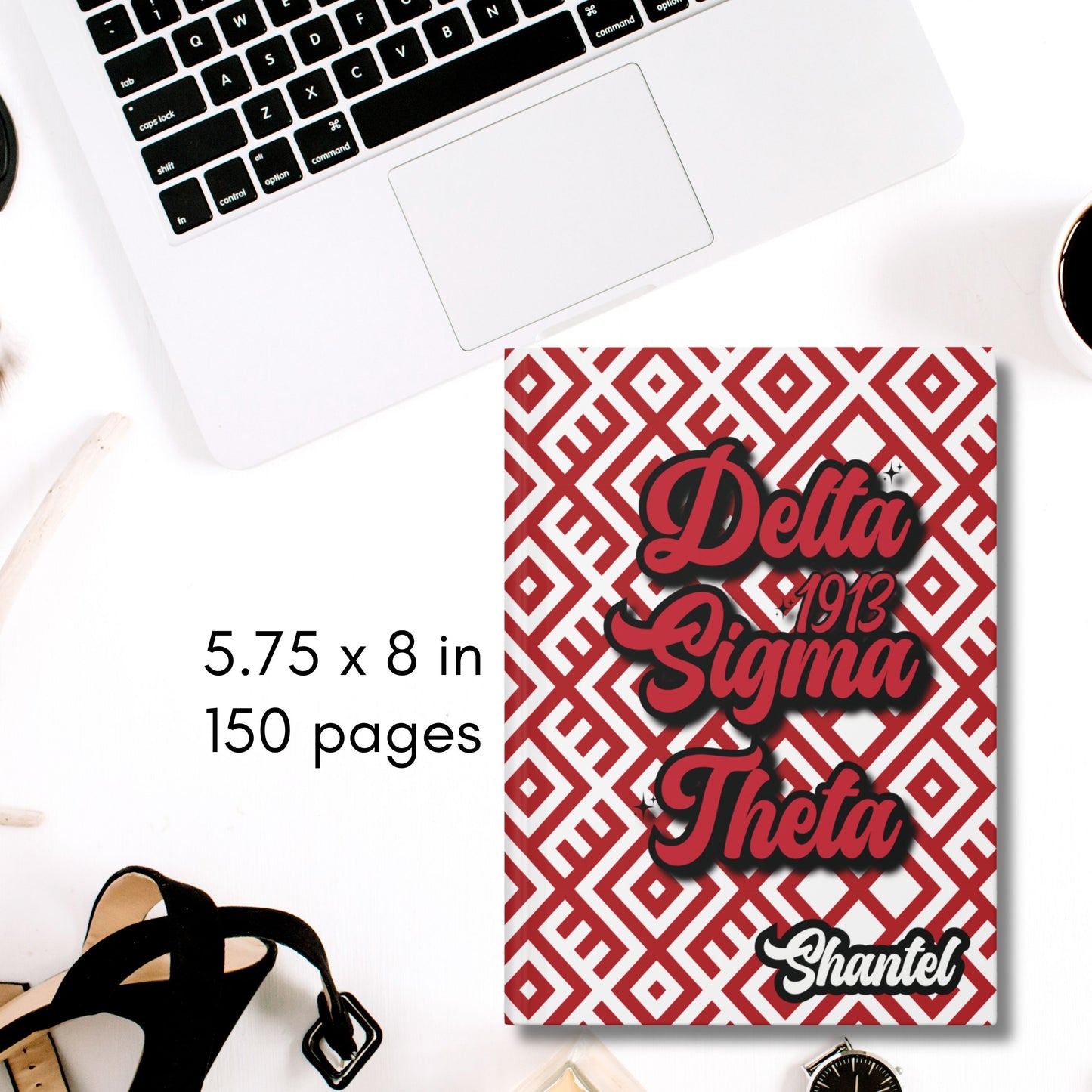 Delta Sigma Theta Sorority-Inspired PERSONALIZED Hardback Journal - 5.75" x 8" with 150 Lined Pages | DST Custom Soror Gift