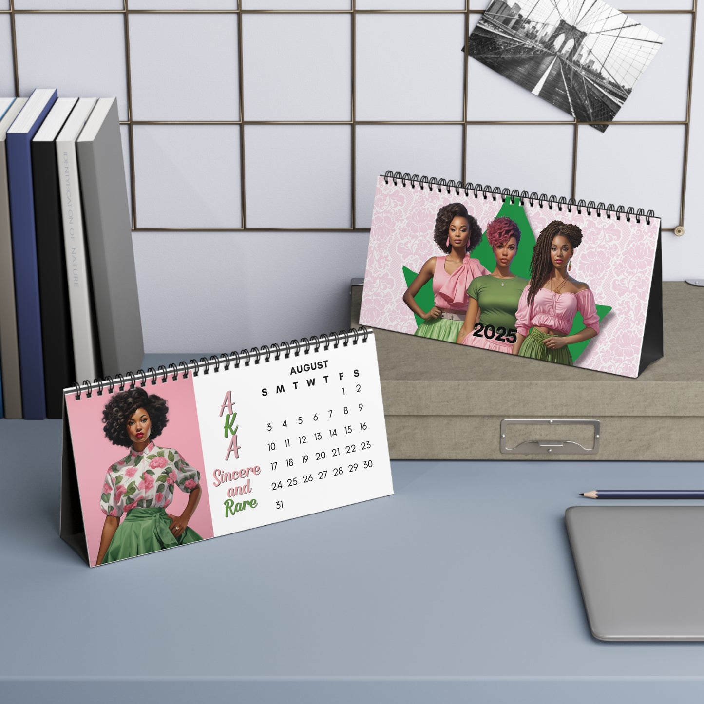 2025 Alpha Kappa Alpha Sorority 10 x 5 Desk Calendar | AKA Soror Sisterhood Gift | AKA Founders' Day Office Gift | Big Little Gift
