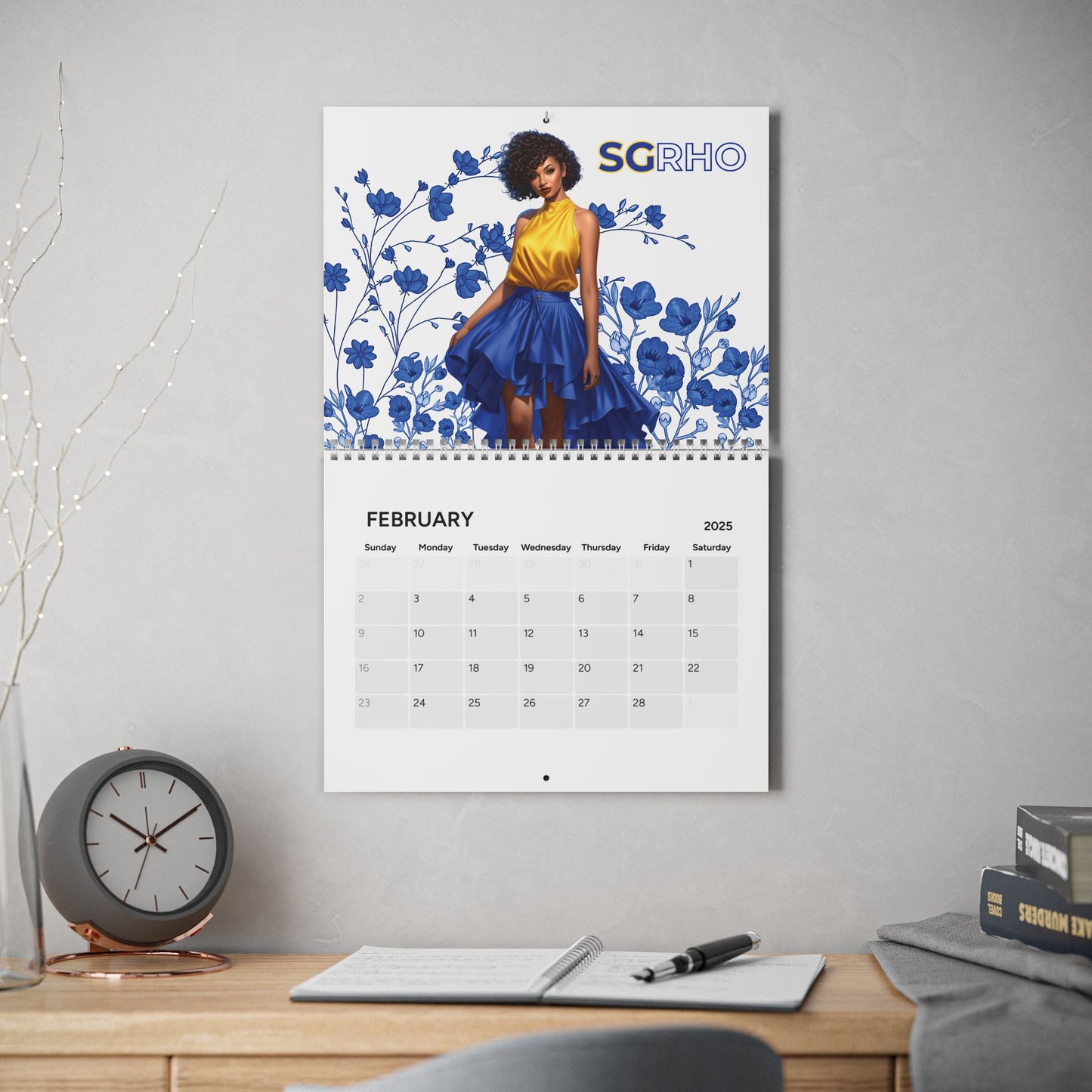2025 Sigma Gamma Rho Sorority Inspired Hanging Wall Calendar | Jan-Dec 2025 | Divine 9