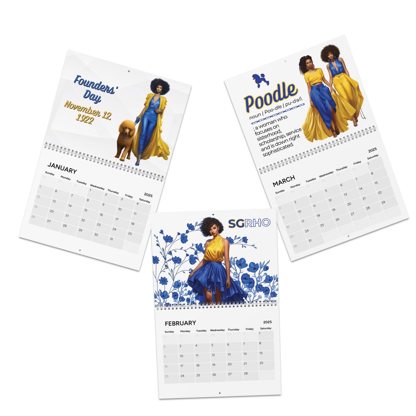 2025 Sigma Gamma Rho Sorority Inspired Hanging Wall Calendar | Jan-Dec 2025 | Divine 9