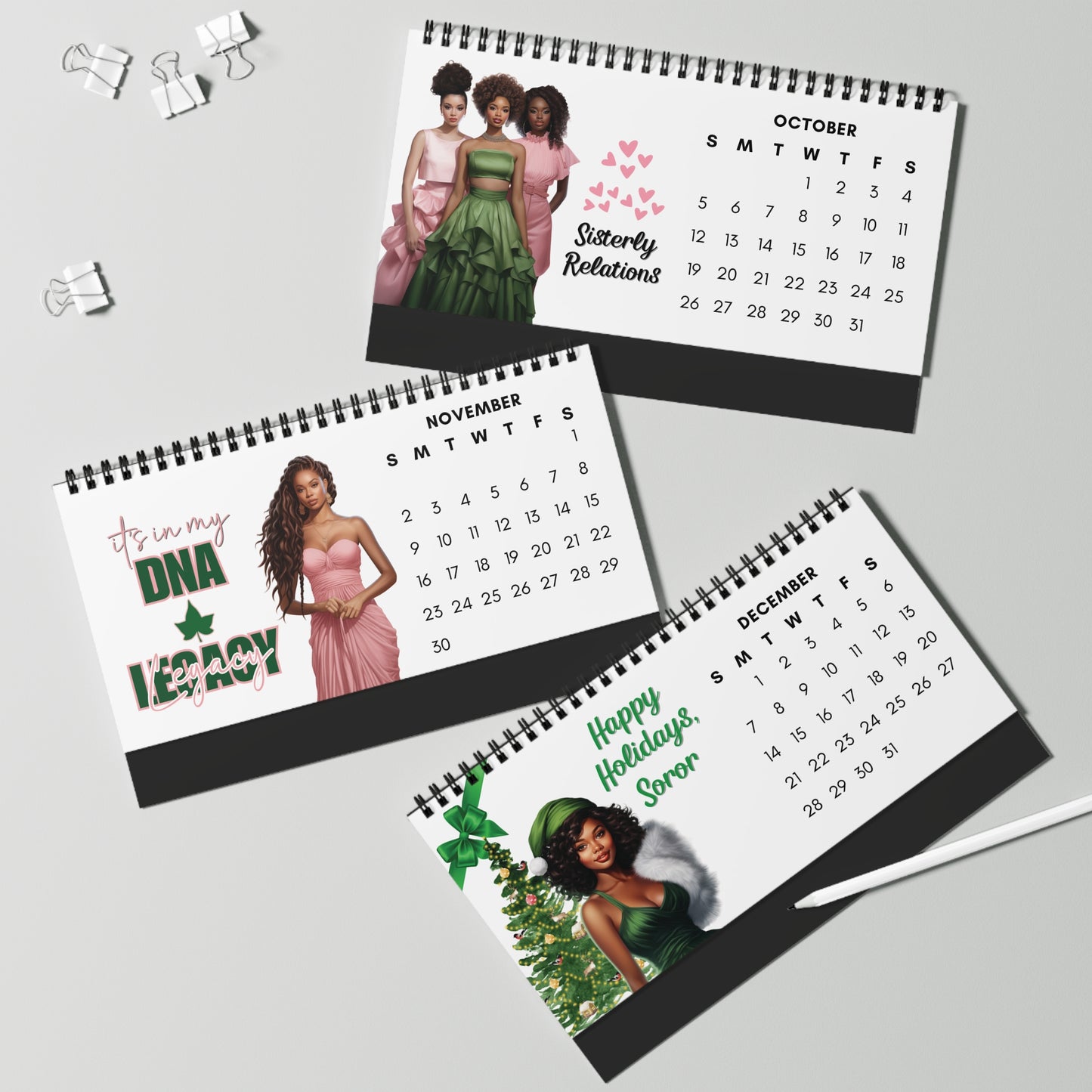 2025 Alpha Kappa Alpha Sorority 10 x 5 Desk Calendar | AKA Soror Sisterhood Gift | AKA Founders' Day Office Gift | Big Little Gift