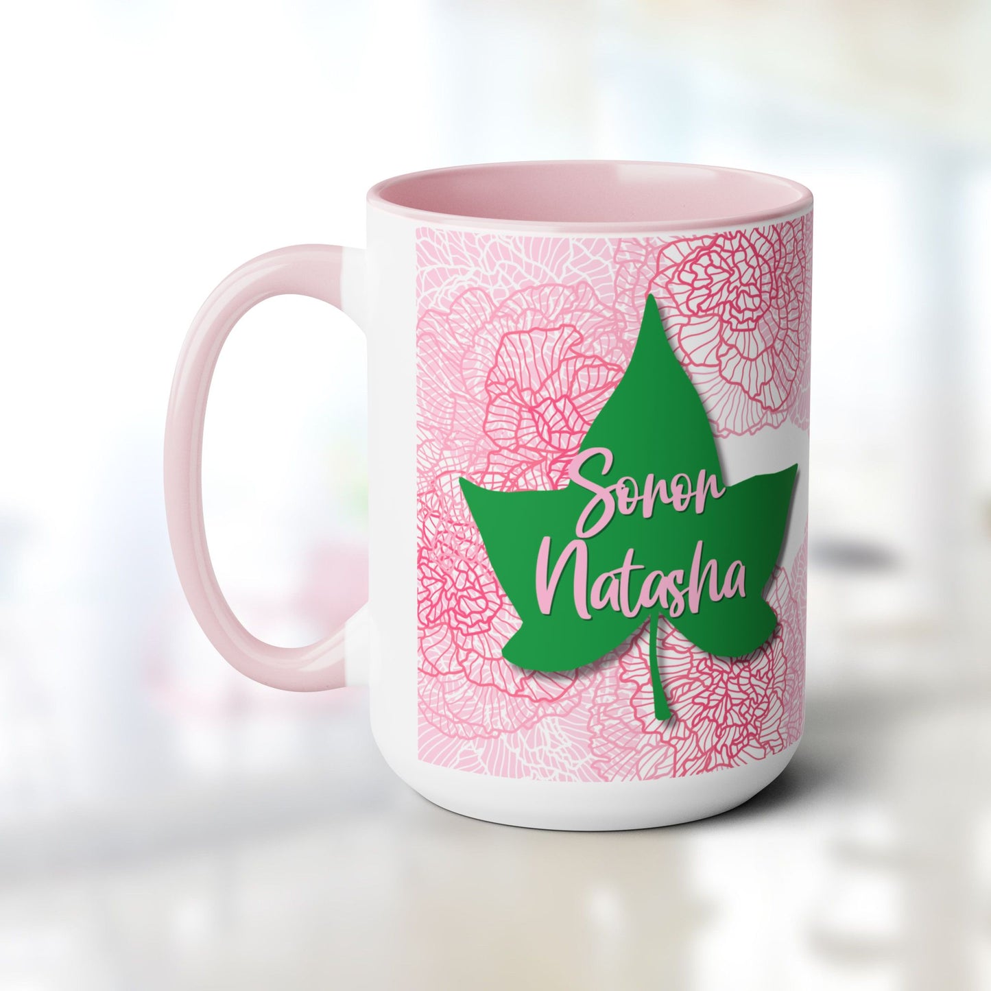 AKA Sorority PERSONALIZED 15oz Coffee Mug Cup | Alpha Kappa Alpha Custom Sorority Sister Gift | AKA Ivy Leaf Founders' Day GIft