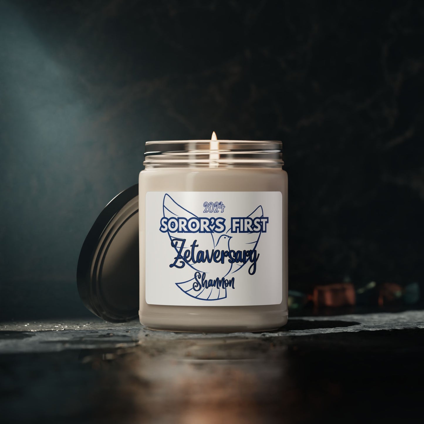 Zeta Phi Beta "Soror's First" Scented Soy Candle PERSONALIZED - 9oz glass jar | ZPhiB Milestone Sisterhood Gift Idea | Custom Zetaversary