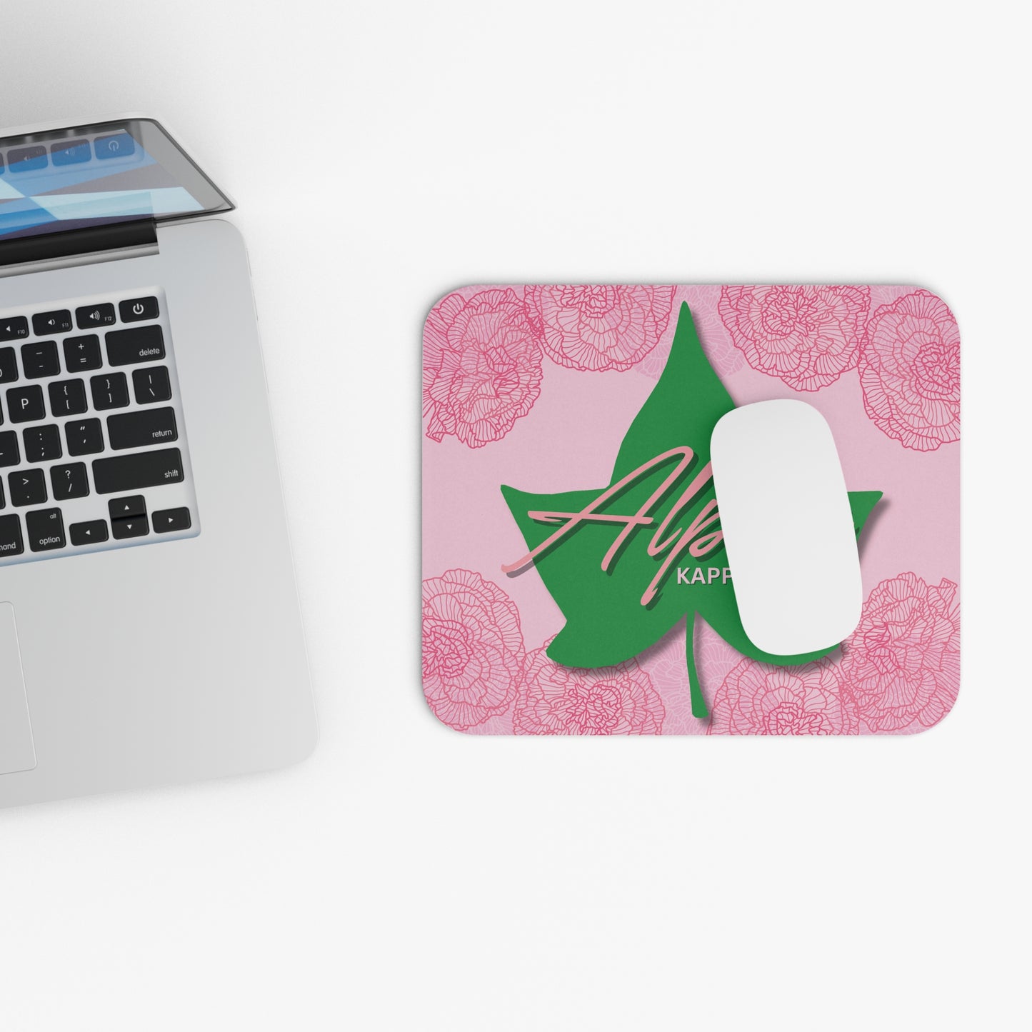 Alpha Kappa Alpha Sorority Mouse Pad | AKA 1908 Pink & Green Ivy | Soror Sisterhood Gift | Founders' Day | Probate Crossing Szn