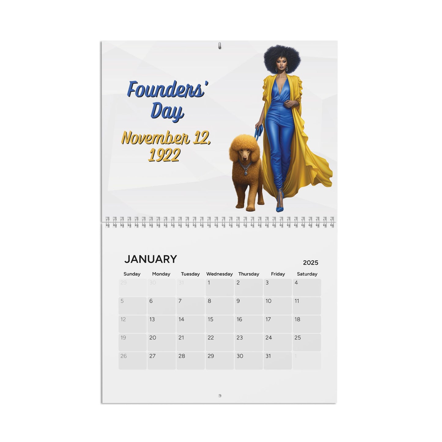 2025 Sigma Gamma Rho Sorority Inspired Hanging Wall Calendar | Jan-Dec 2025 | Divine 9