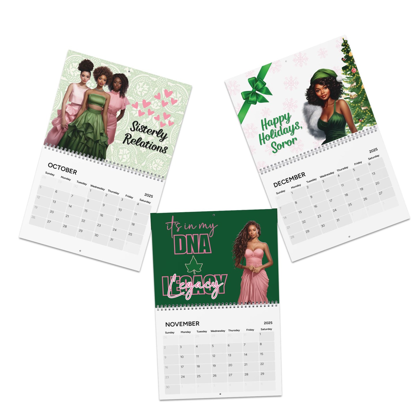 2025 AKA Sorority Inspired Hanging Wall Calendar | Jan '25-Dec '25 | Alpha Kappa Alpha Soror GIft