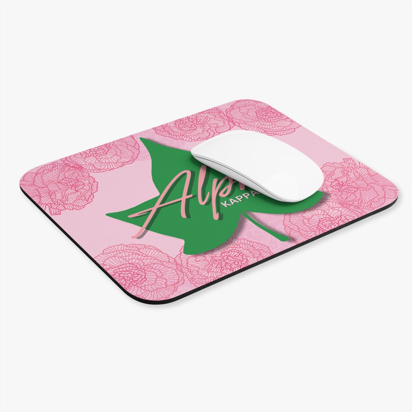 Alpha Kappa Alpha Sorority Mouse Pad | AKA 1908 Pink & Green Ivy | Soror Sisterhood Gift | Founders' Day | Probate Crossing Szn