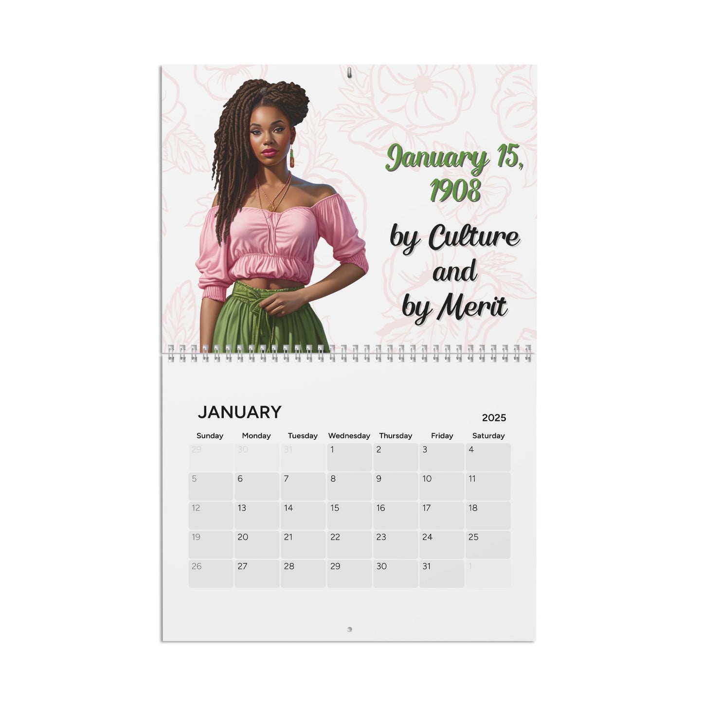 2025 AKA Sorority Inspired Hanging Wall Calendar | Jan '25-Dec '25 | Alpha Kappa Alpha Soror GIft