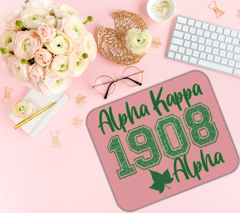 Alpha Kappa Alpha Sorority Mouse Pad | AKA 1908 Pink & Green Ivy | Sorority Sister Gift | Founders' Day | Big Little Reveal Gift