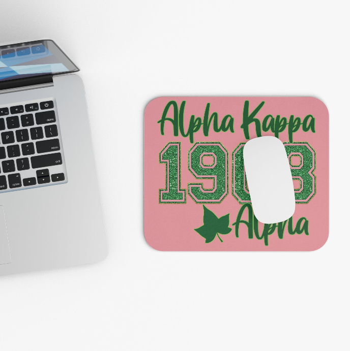 Alpha Kappa Alpha Sorority Mouse Pad | AKA 1908 Pink & Green Ivy | Sorority Sister Gift | Founders' Day | Big Little Reveal Gift