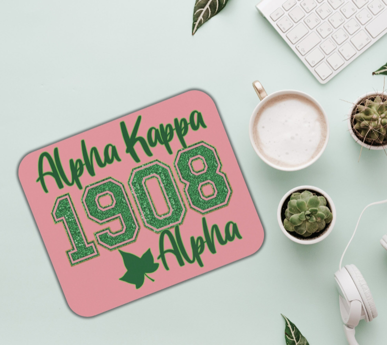 Alpha Kappa Alpha Sorority Mouse Pad | AKA 1908 Pink & Green Ivy | Sorority Sister Gift | Founders' Day | Big Little Reveal Gift