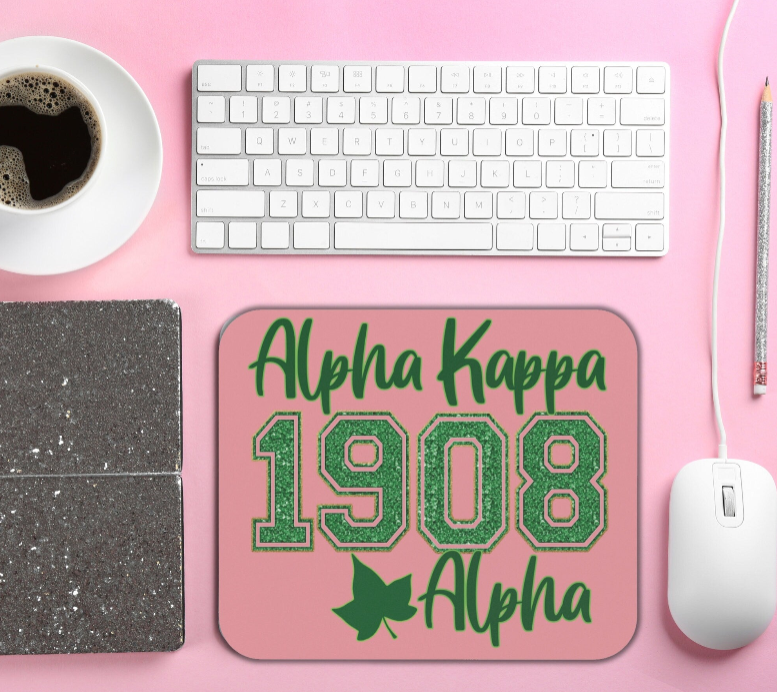 Alpha Kappa Alpha Sorority Mouse Pad | AKA 1908 Pink & Green Ivy | Sorority Sister Gift | Founders' Day | Big Little Reveal Gift