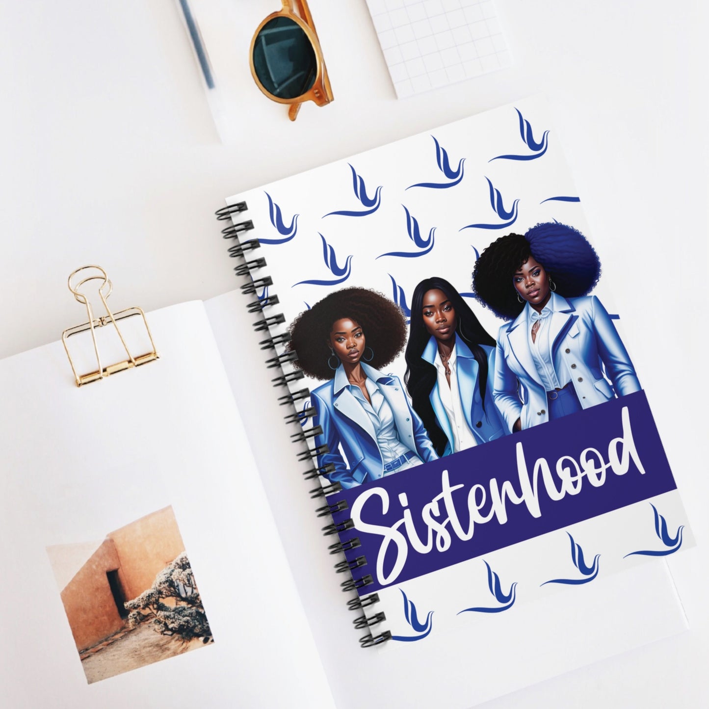 Zeta Phi Beta Sorority Inspired 6x8 Spiral Notebook | ZPB Sisterhood Spiral Notepad Journal w/Lined Pages Zetaversary Blue & White Doves