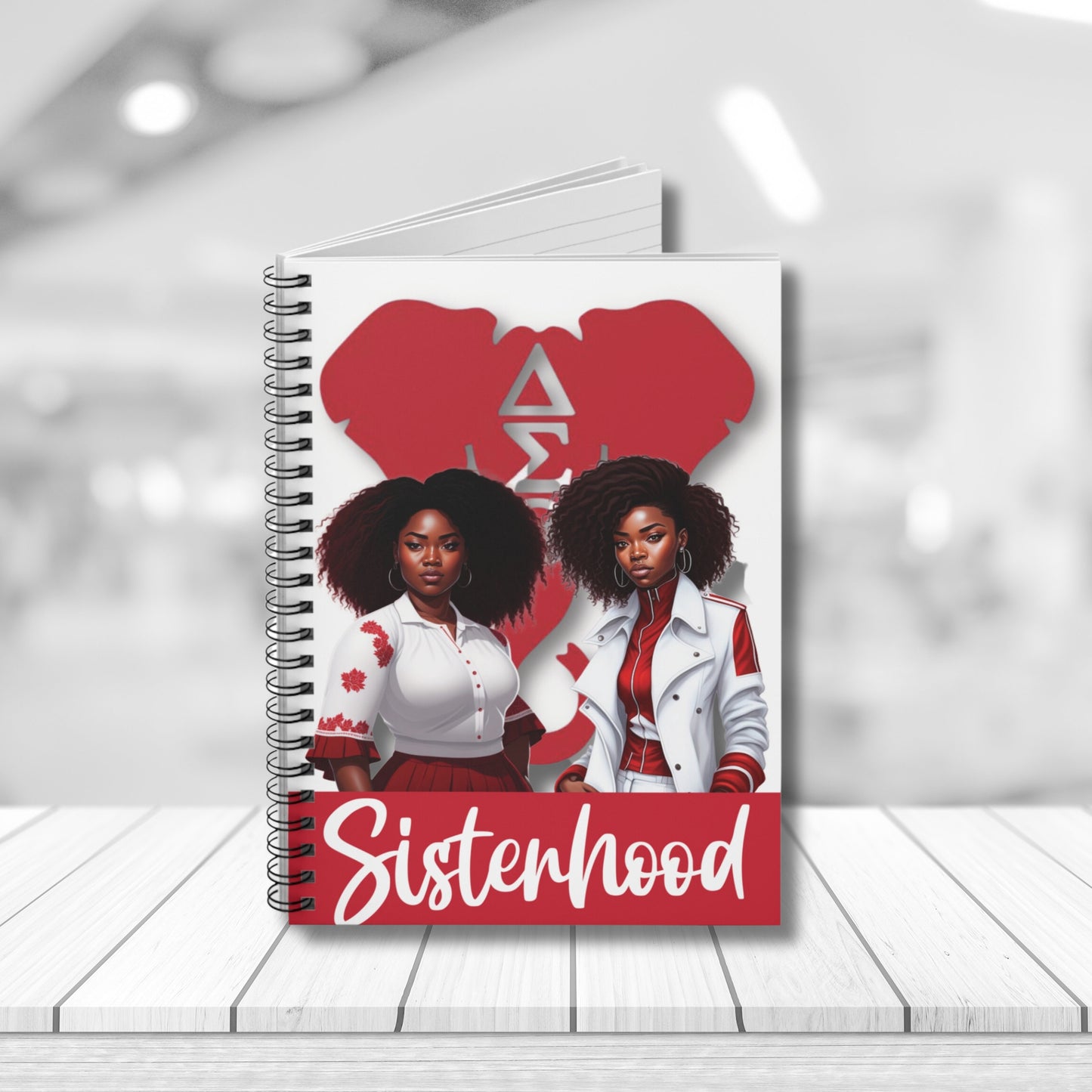 Delta Sigma Theta Sorority Inspired 6 x 8 Notebook | DST Sisterhood Notepad Journal Planner Elephant Lined Pages Deltaversary