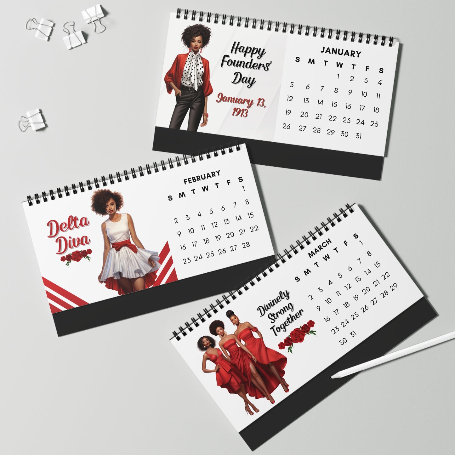 2025 Delta Sigma Theta Sorority 10 x 5 Desk Calendar | DST Soror Sisterhood Gift | Delta Christmas Founders' Day Office Gift | Big Little Gift