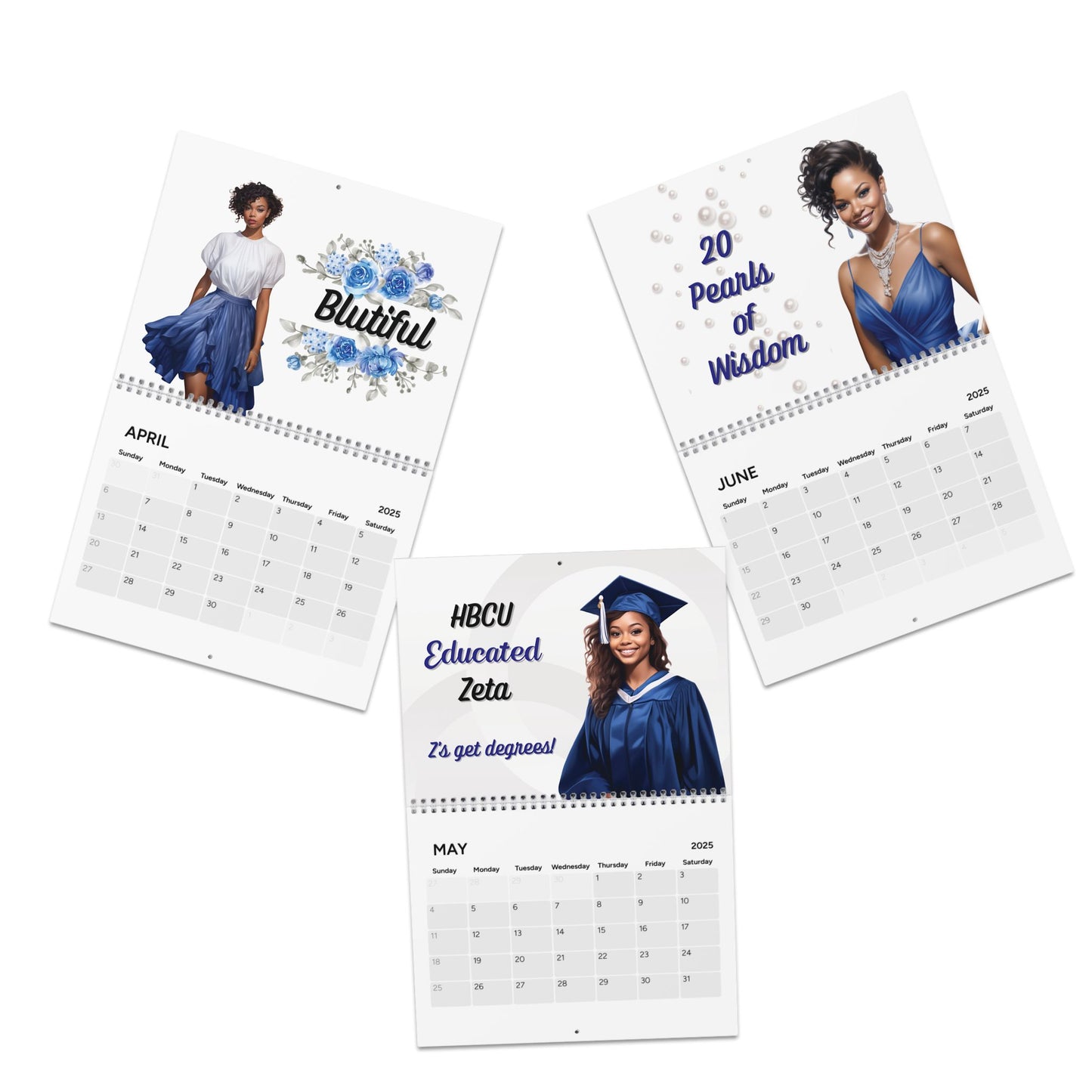 2025 Zeta Phi Beta Sorority Inspired Hanging Wall Calendar | Jan'25-Dec'25