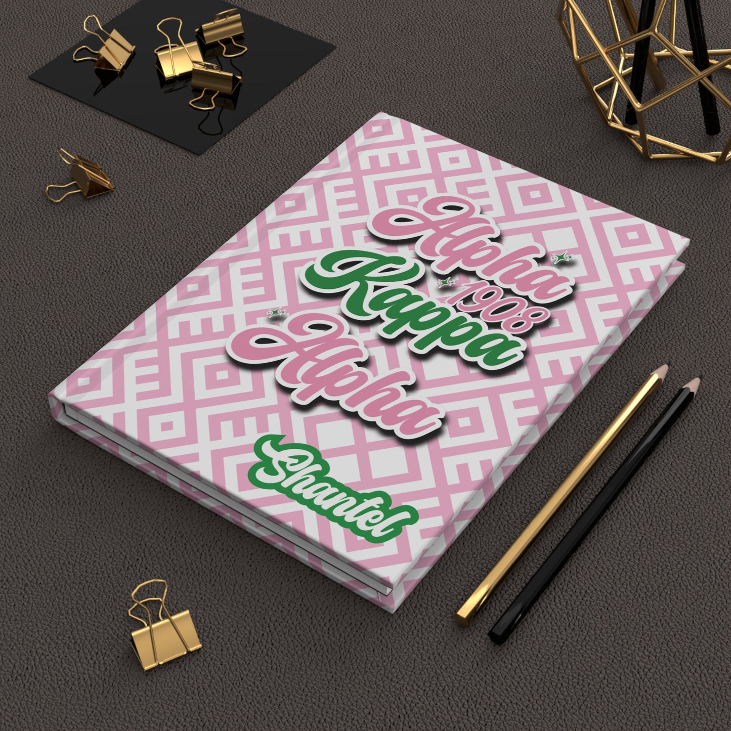 Alpha Kappa Alpha Sorority-Inspired PERSONALIZED Hardback Journal - 5.75" x 8" with 150 Lined Pages  | AKA Sisterhood Gift