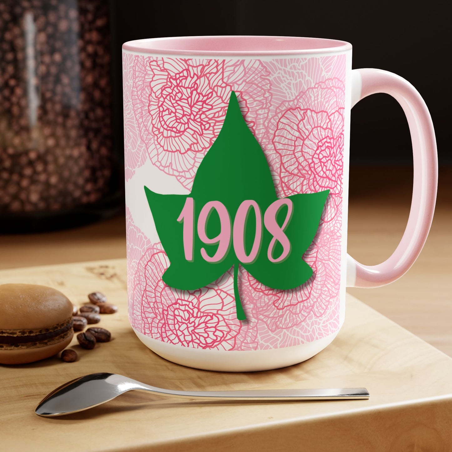 AKA Sorority PERSONALIZED 15oz Coffee Mug Cup | Alpha Kappa Alpha Custom Sorority Sister Gift | AKA Ivy Leaf Founders' Day GIft