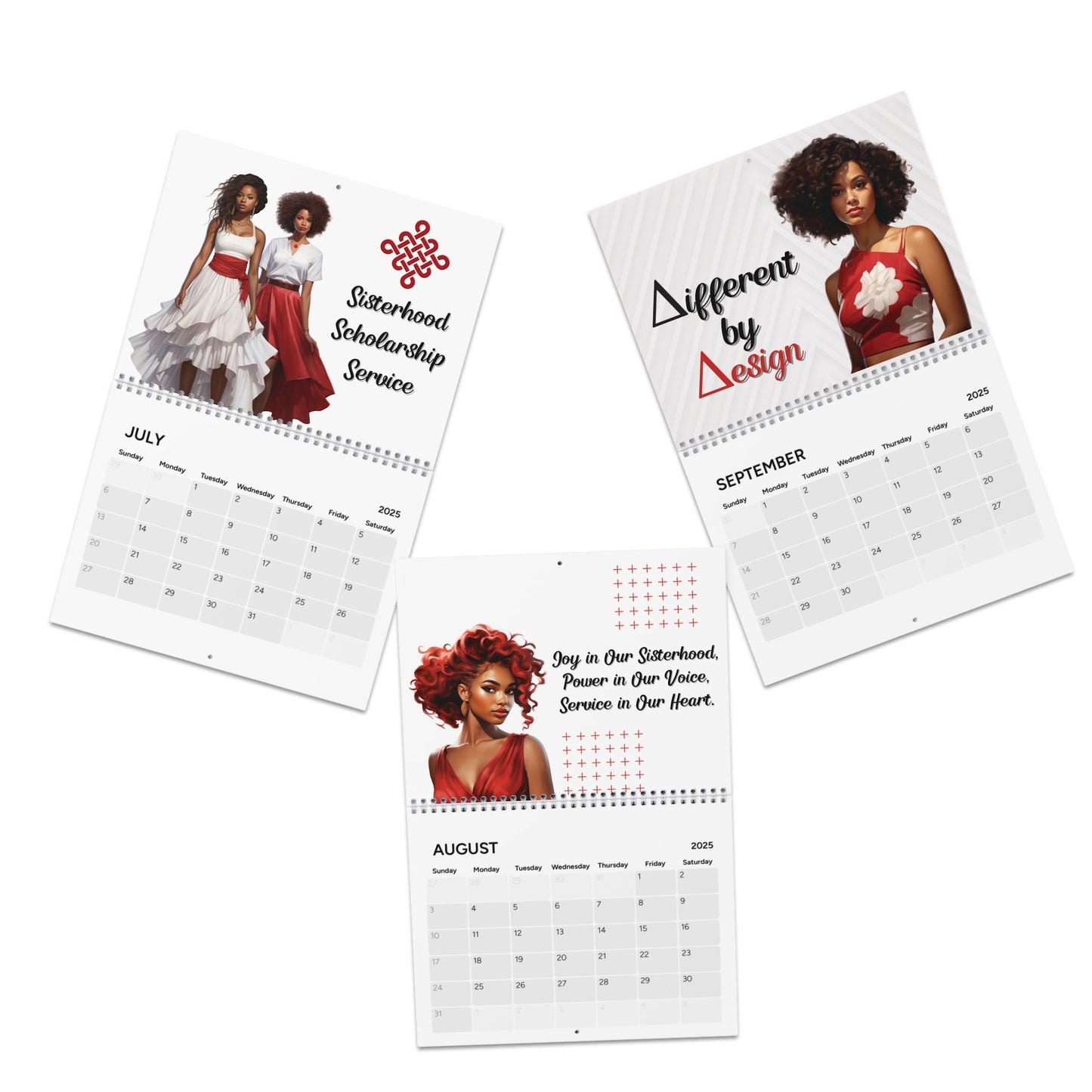 2025 Delta Sigma Theta Sorority Inspired Hanging Wall Calendar | Jan'25-Dec'25 | DST Soror Gift