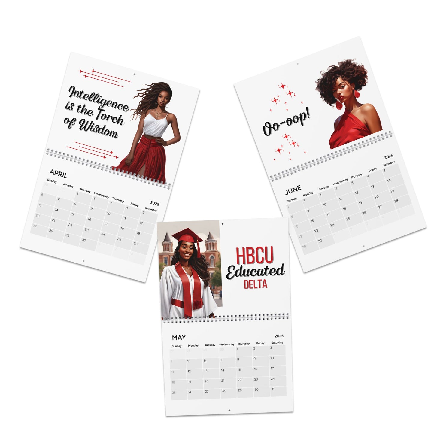 2025 Delta Sigma Theta Sorority Inspired Hanging Wall Calendar | Jan'25-Dec'25 | DST Soror Gift