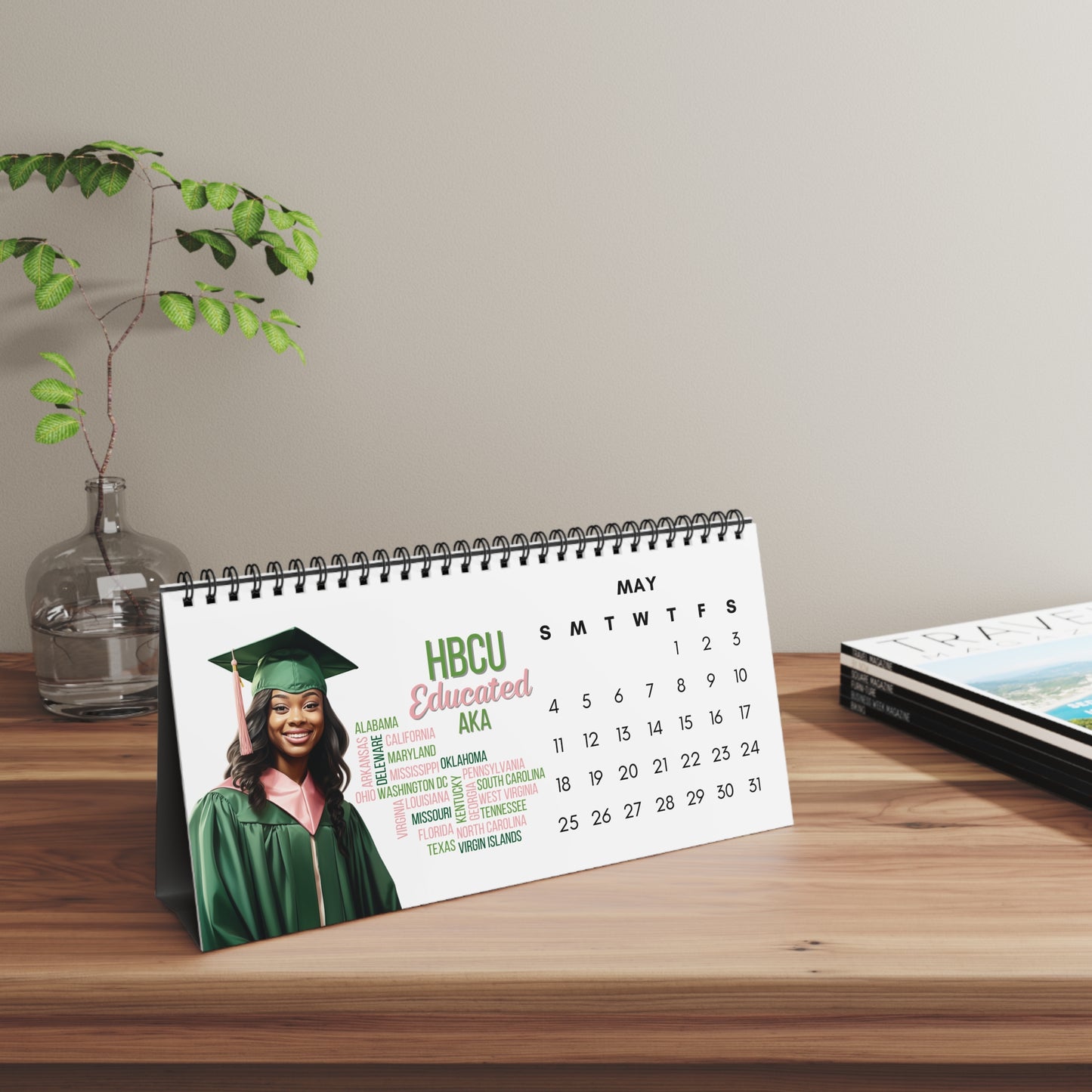 2025 Alpha Kappa Alpha Sorority 10 x 5 Desk Calendar | AKA Soror Sisterhood Gift | AKA Christmas Founders' Day Office Gift | Big Little Gift