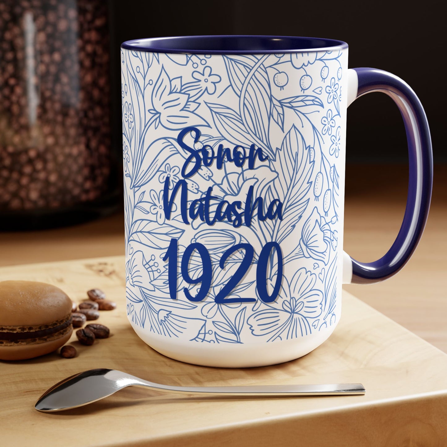 Zeta Phi Beta Sorority PERSONALIZED Accent 15oz Coffee Mug Cup | ZPhiB Soror Sisterhood | 1920 Dove Finer Women | Founders' Day
