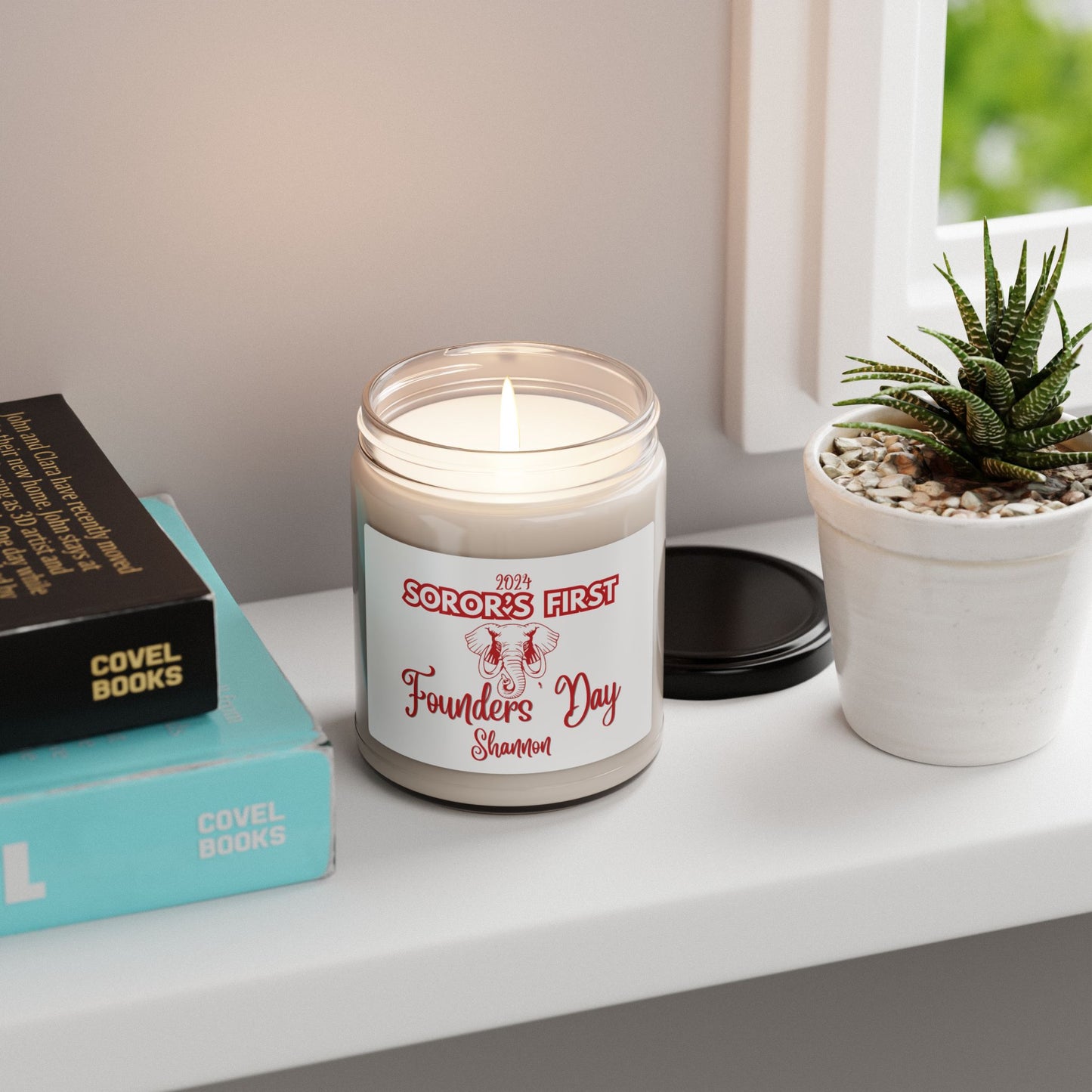 Delta Sigma Theta "Soror's First" Scented Soy Candle PERSONALIZED - 9oz glass jar | DST Milestone Sisterhood Gift | Custom Deltaversary