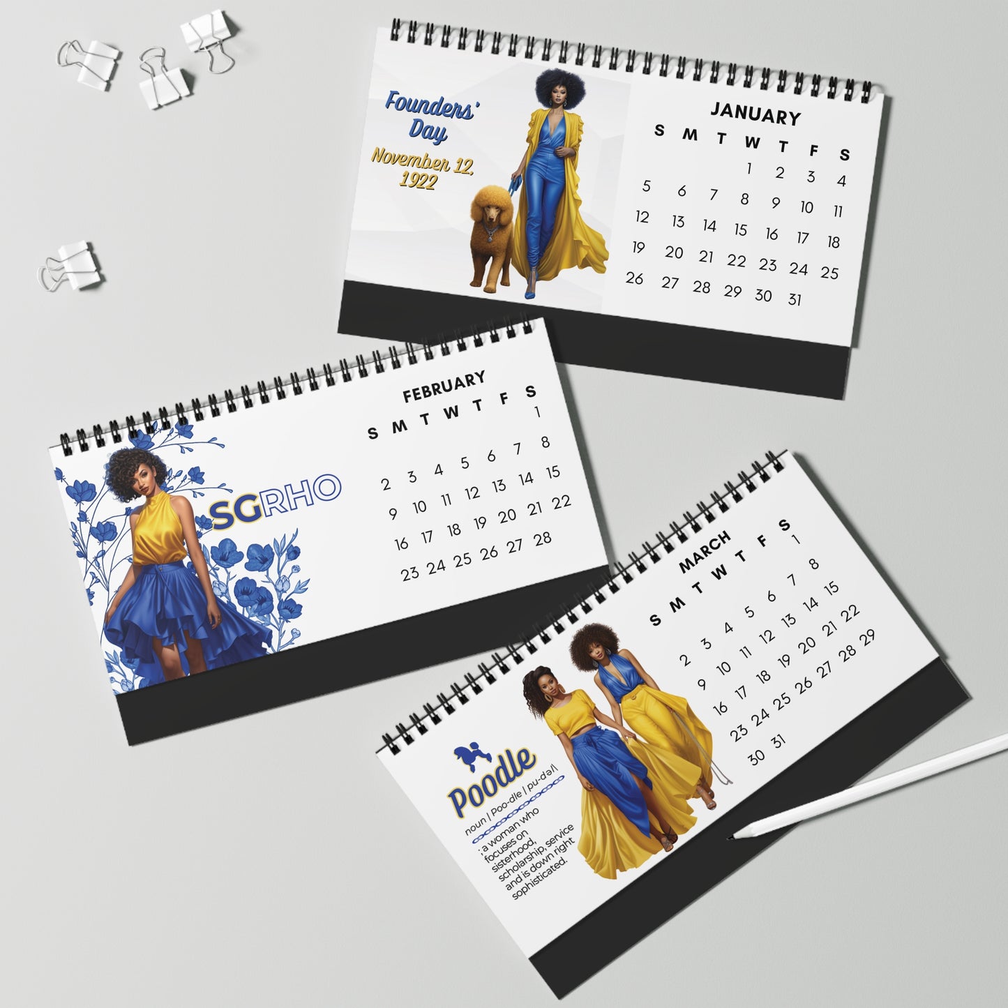 2025 Sigma Gamma Rho Sorority 10 x 5 Desk Calendar | SGRho Soror Sisterhood Gift | GRho Founders' Day Office Gift | Big Little Gift