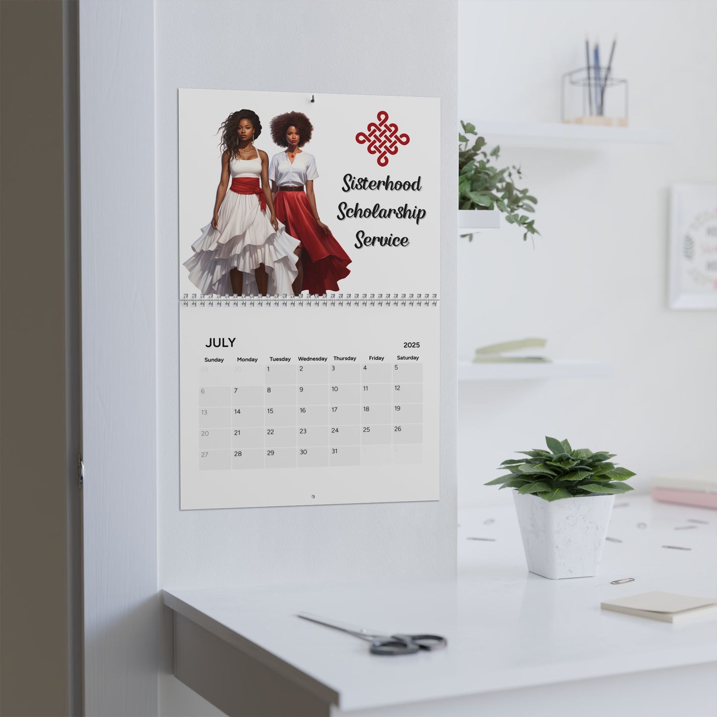 2025 Delta Sigma Theta Sorority Inspired Hanging Wall Calendar | Jan'25-Dec'25 | DST Soror Gift