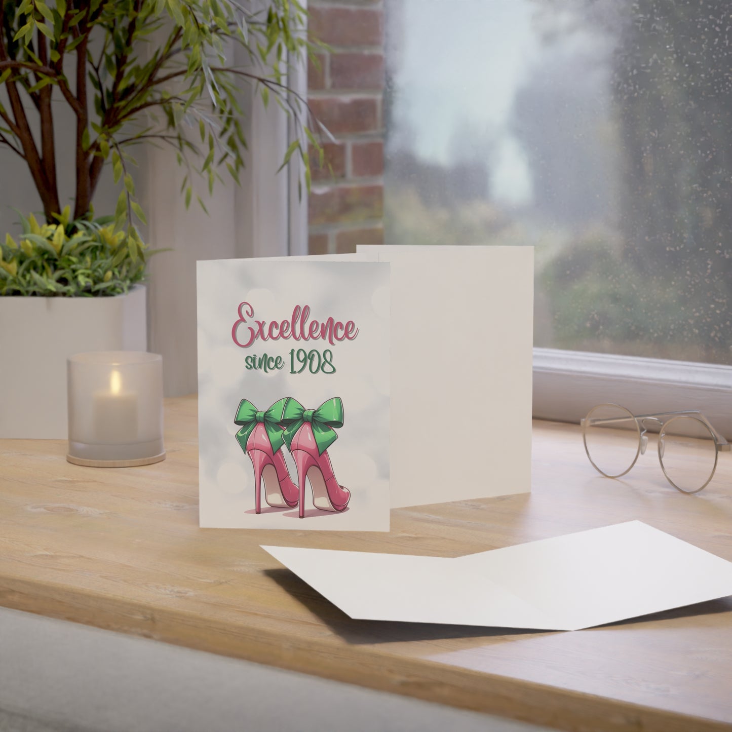 Alpha Kappa Alpha Sorority-Inspired 5x7 Folded Greeting Card (10, 30, 50pc w/envelopes) Founders' Day 1908 | Divine 9