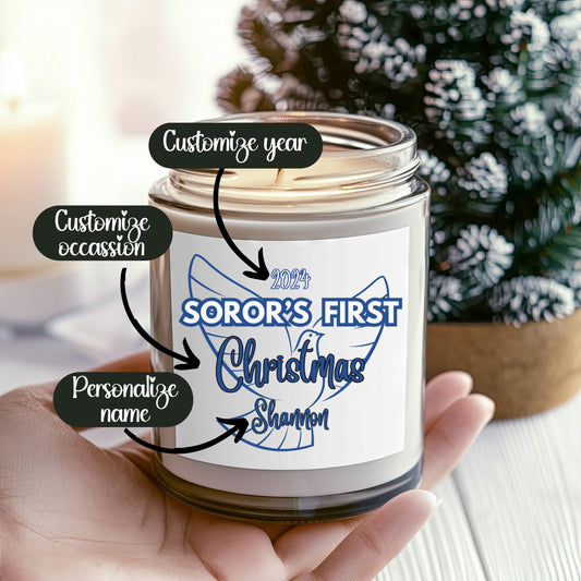 Zeta Phi Beta "Soror's First" Scented Soy Candle PERSONALIZED - 9oz glass jar | ZPhiB Milestone Sisterhood Gift Idea | Custom Zetaversary