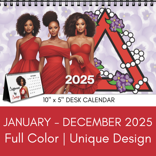 2025 Delta Sigma Theta Sorority 10 x 5 Desk Calendar | DST Soror Sisterhood Gift | Delta Christmas Founders' Day Office Gift | Big Little Gift