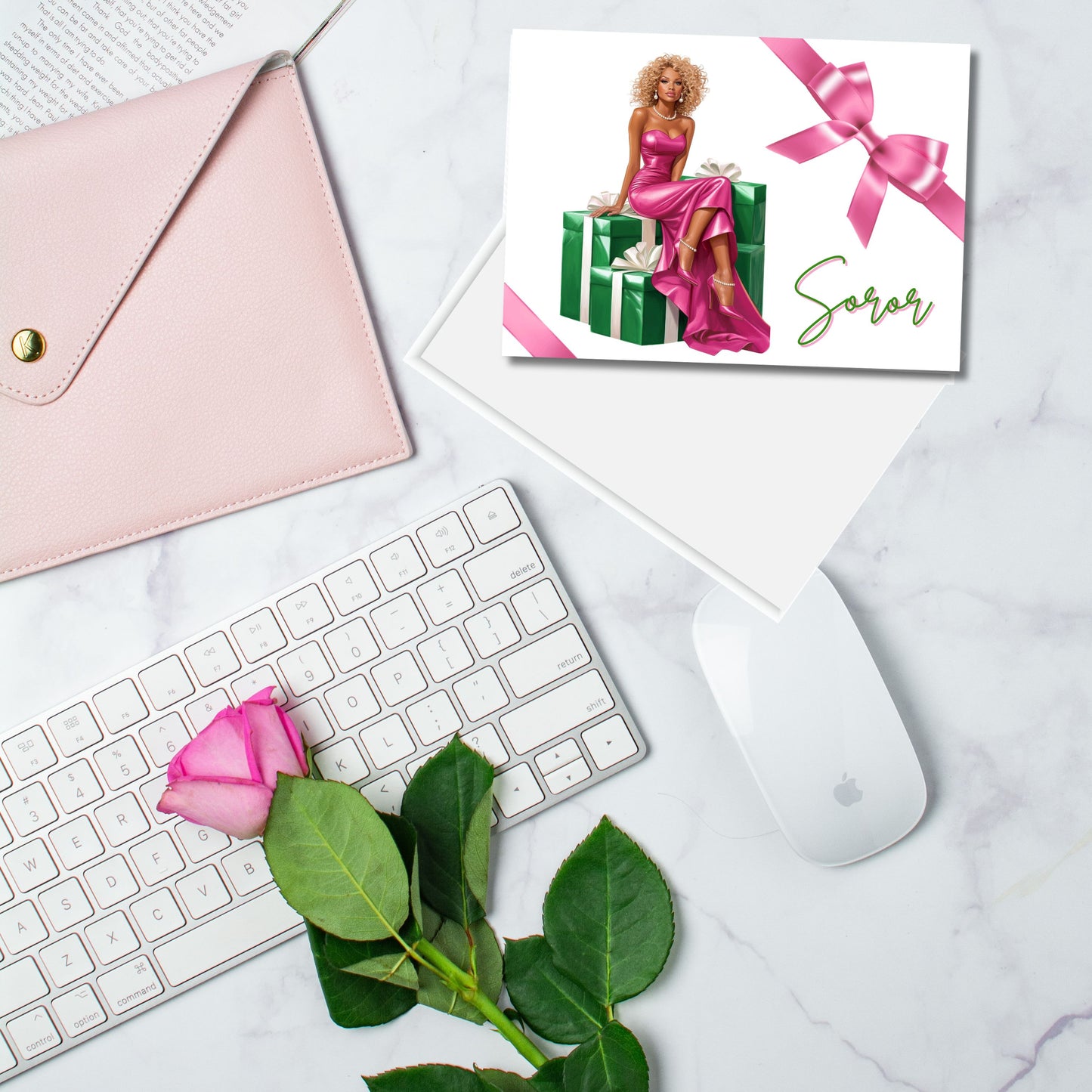 AKA Sorority Folded 5 x 7  Greeting Cards w/ envelopes (10, 30, 50) Alpha Kappa Alpha Holiday Christmas Cards | AKAVersary | AKA Invitations