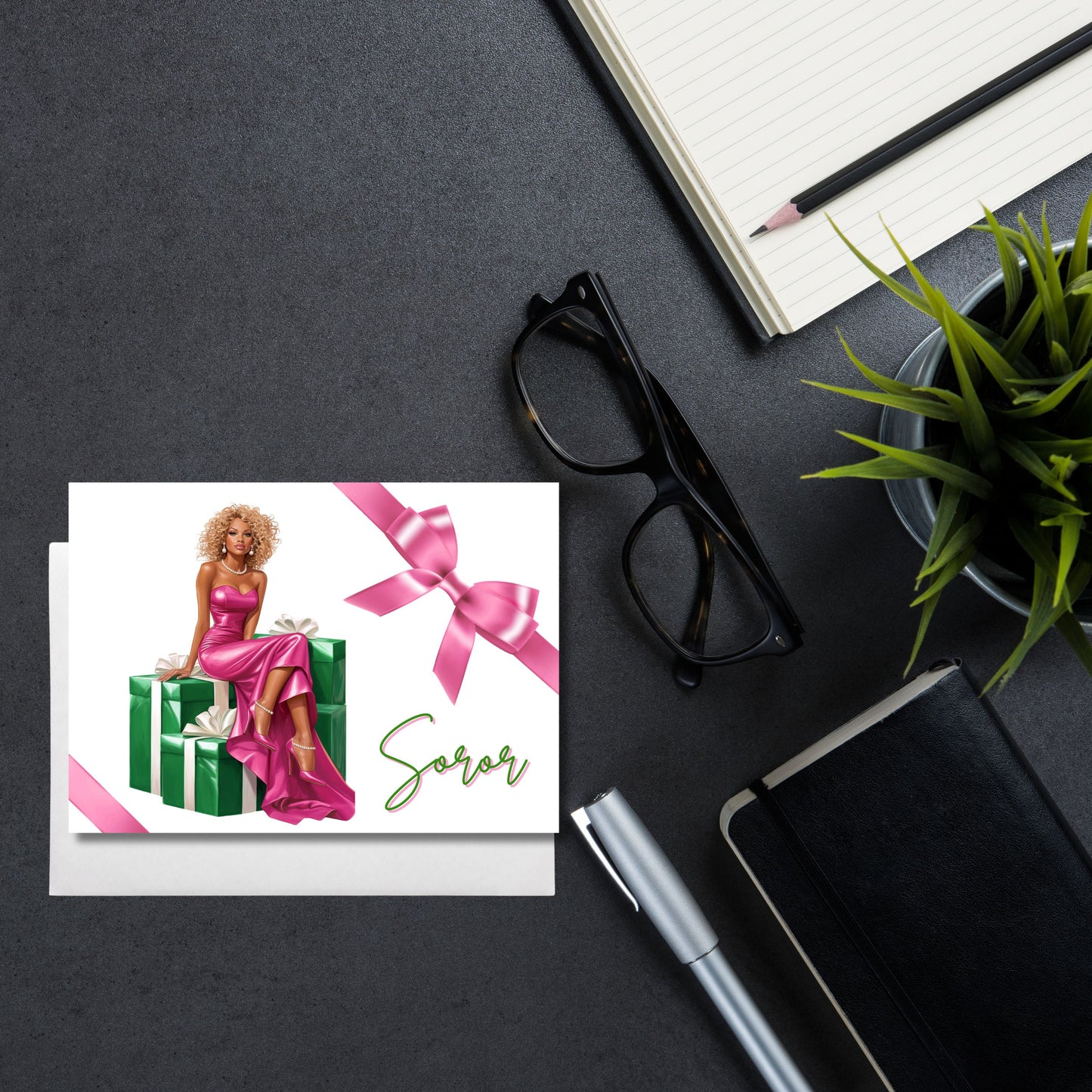 AKA Sorority Folded 5 x 7  Greeting Cards w/ envelopes (10, 30, 50) Alpha Kappa Alpha Holiday Christmas Cards | AKAVersary | AKA Invitations