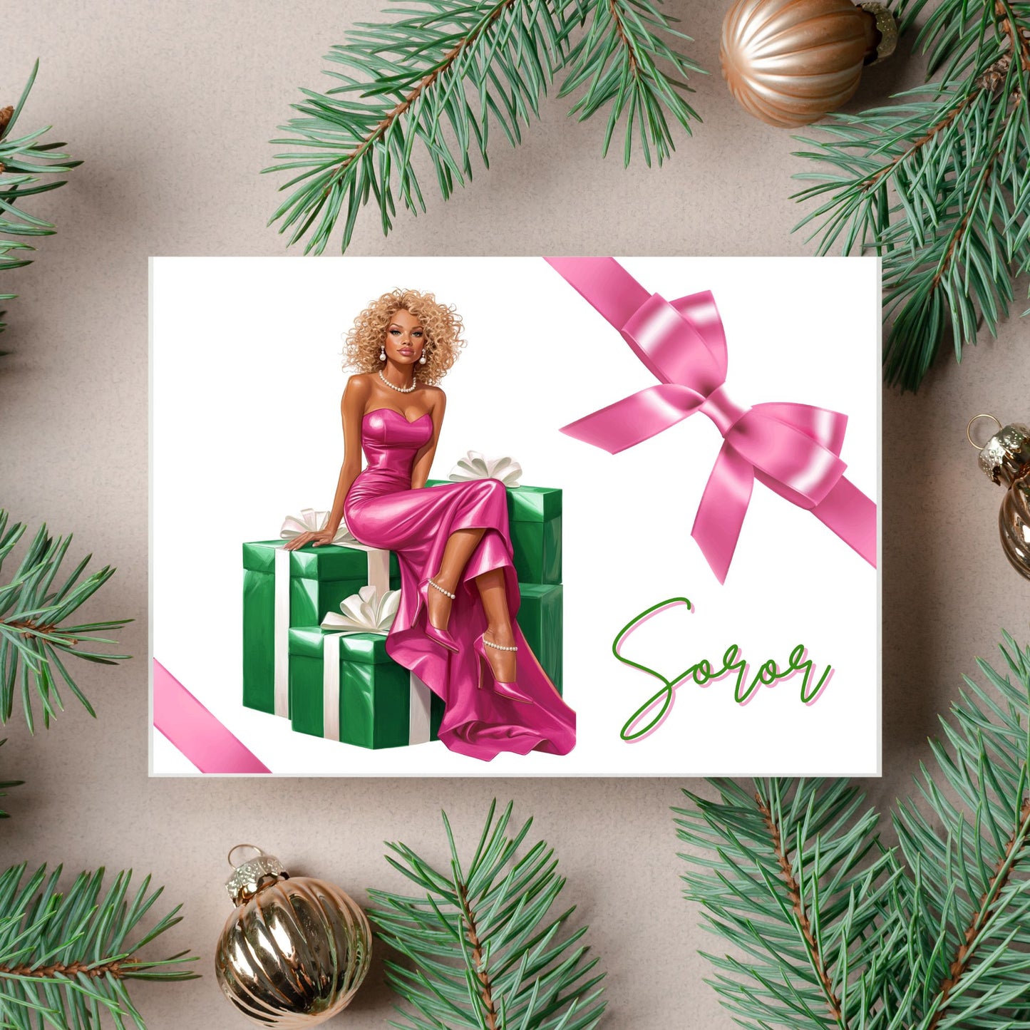 AKA Sorority Folded 5 x 7  Greeting Cards w/ envelopes (10, 30, 50) Alpha Kappa Alpha Holiday Christmas Cards | AKAVersary | AKA Invitations