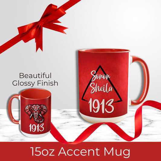 Delta Sigma Theta Sorority PERSONALIZED 15oz Coffee Mug Cup | DST Sorority Custom Gift | Founders' Valentine's Day