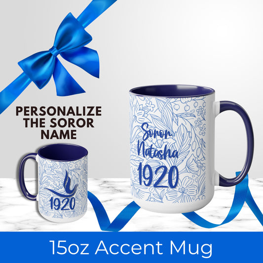 Zeta Phi Beta Sorority PERSONALIZED Accent 15oz Coffee Mug Cup | ZPhiB Soror Sisterhood | 1920 Dove Finer Women | Founders' Day