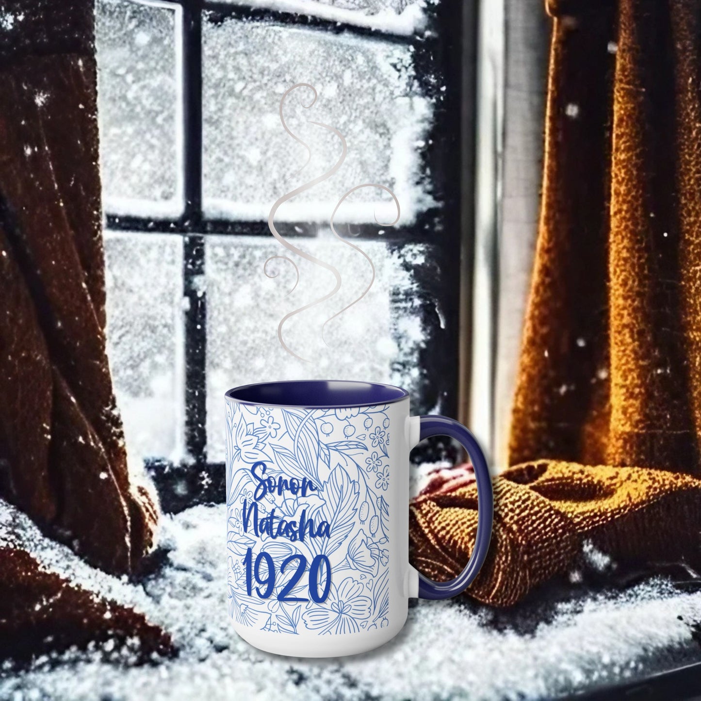 Zeta Phi Beta Sorority PERSONALIZED Accent 15oz Coffee Mug Cup | ZPhiB Soror Sisterhood | 1920 Dove Finer Women | Founders' Day