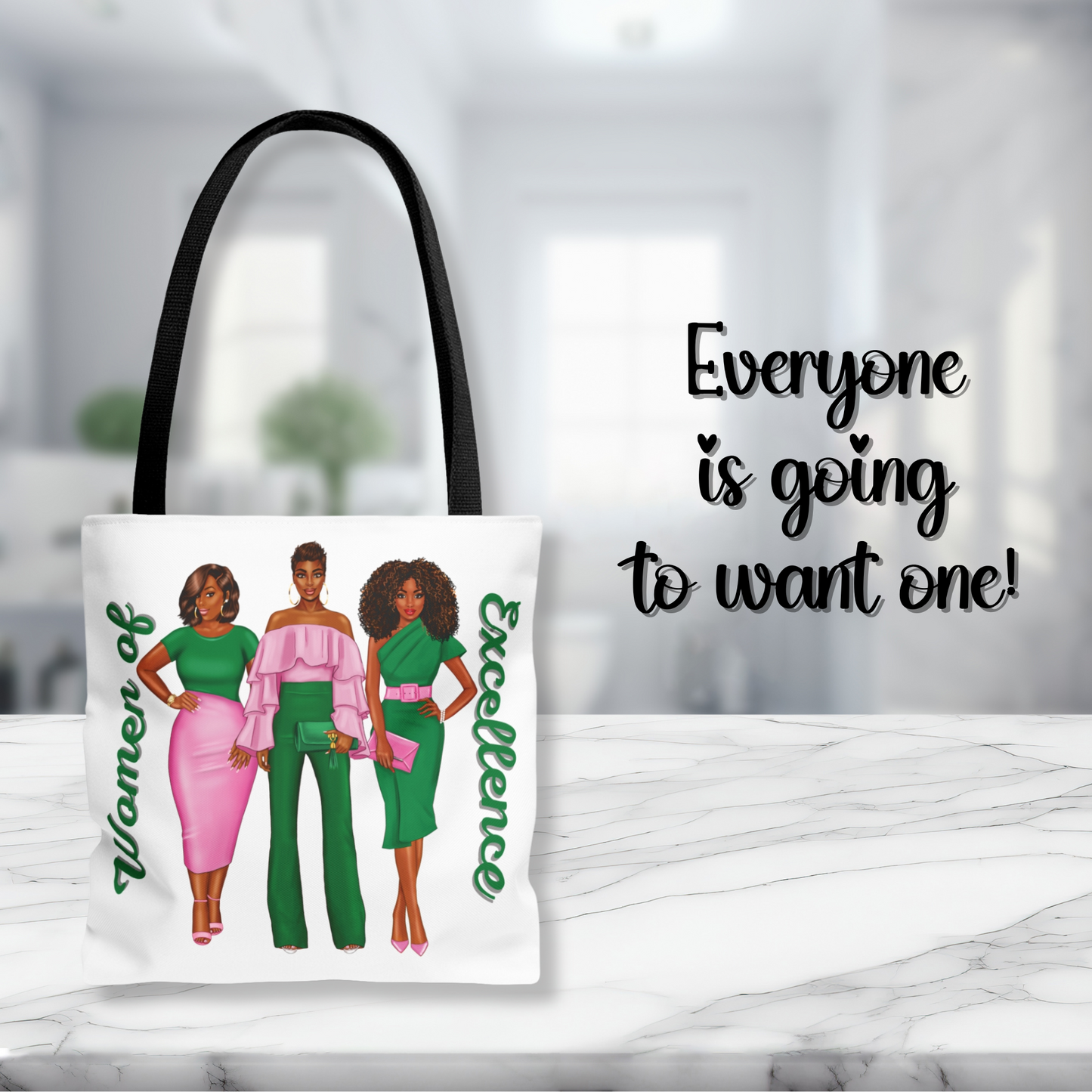 AKA Sorority-Inspired Tote Bag (3 sizes) - Women of Excellence | Alpha Kappa Alpha Catch All Bag | Sisterhood