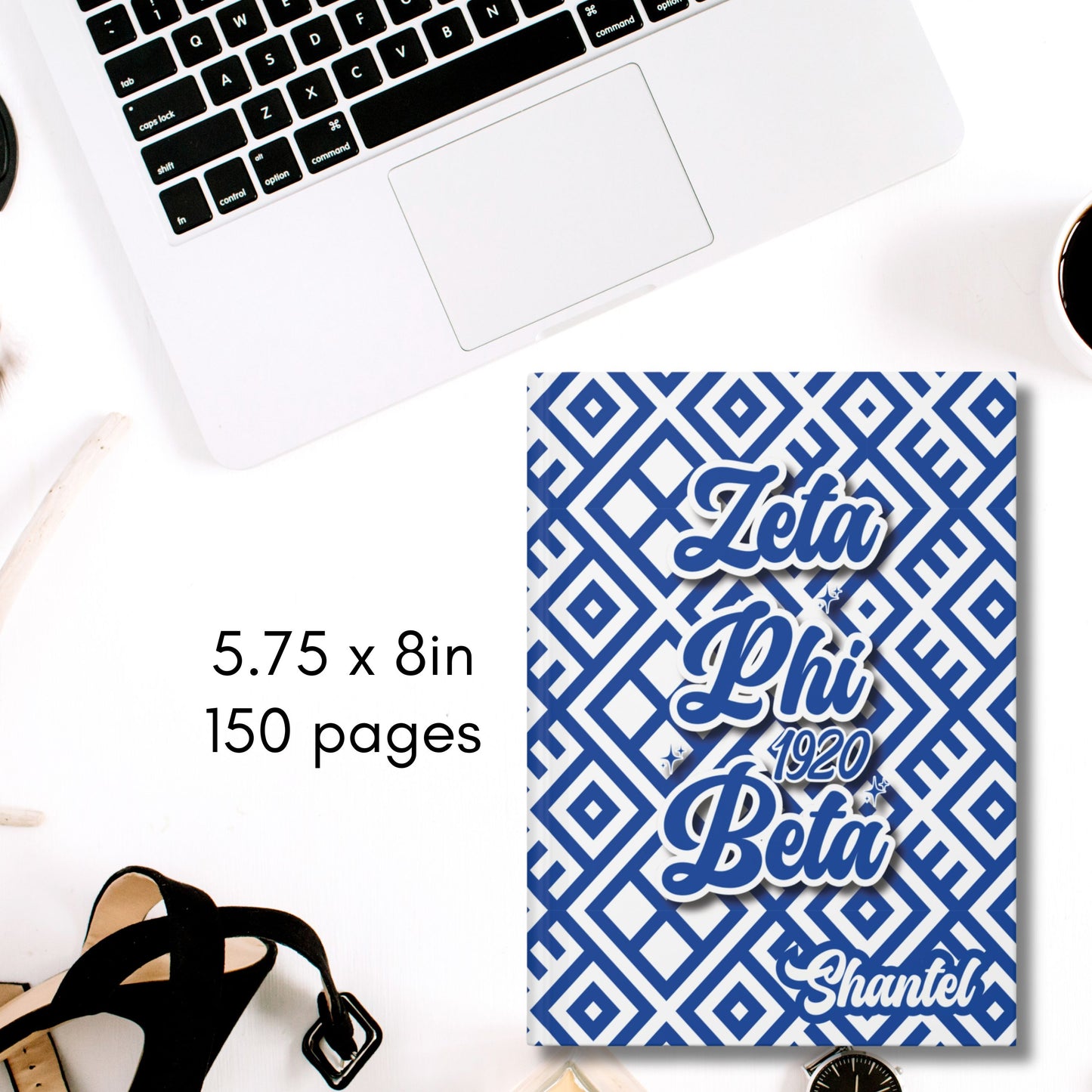 Zeta Phi Beta Sorority-Inspired PERSONALIZED Hardcover Journal - 5.75" x 8" -150 Lined Pages  | ZPhiB Sisterhood Founders' Day Gift